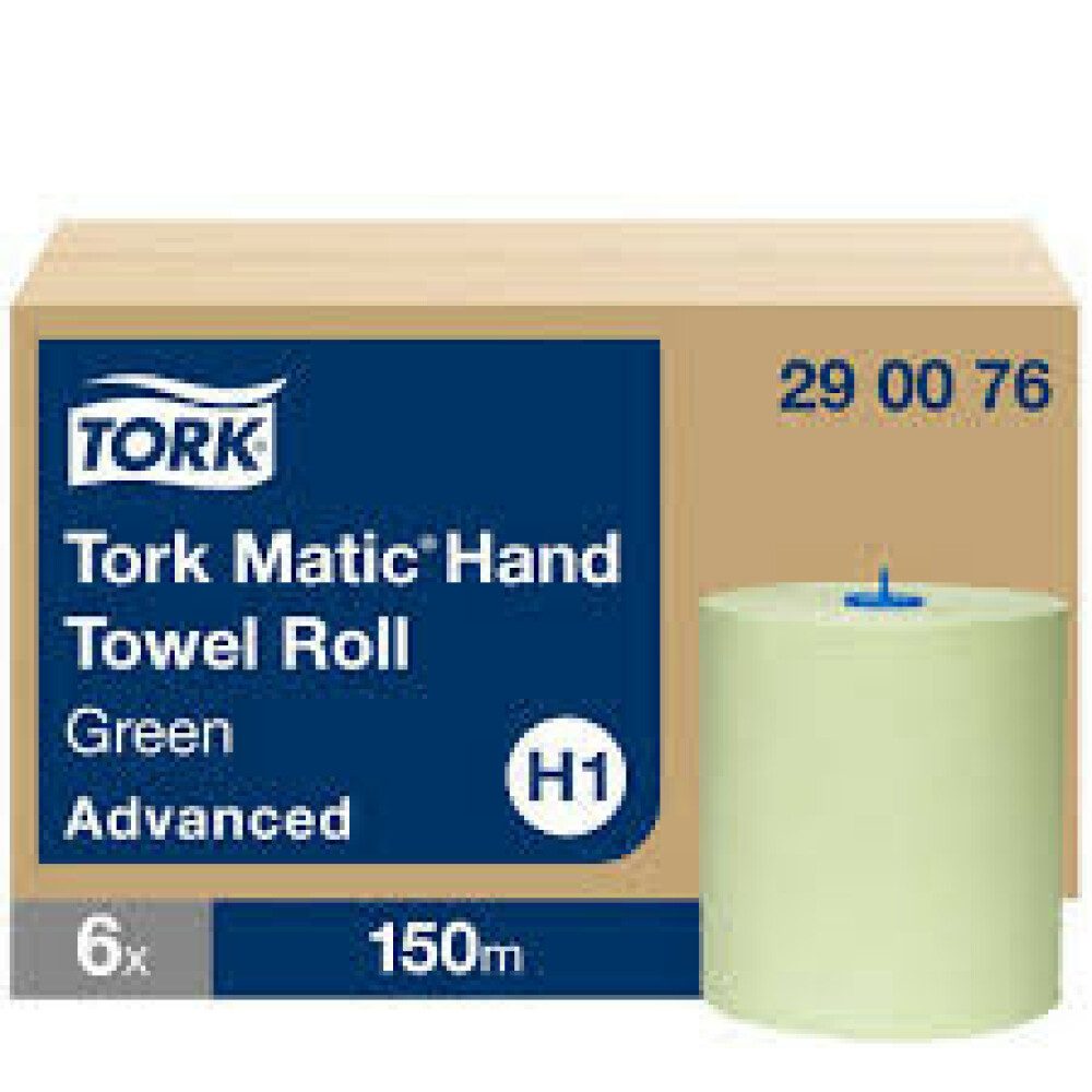 TORK Papierserviette Tork Matic 290076 Rollenhandtücher H1 2-lagig 150m Grün - 6 Stück, (1 St)