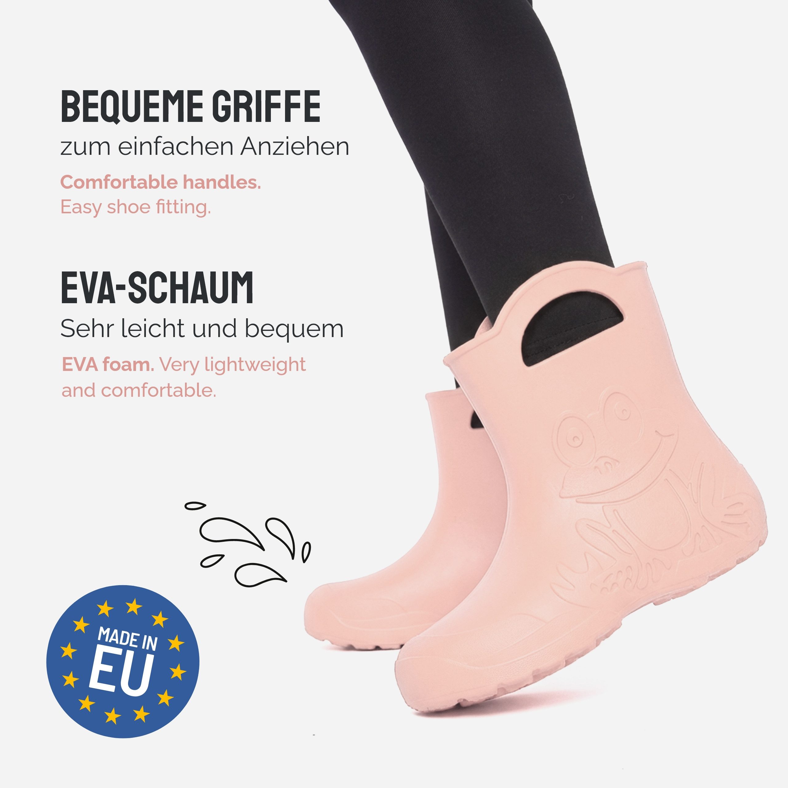 Ladeheid EVA Regenschuhe für Frauen LA-CA-09 Gummistiefel Damen federleichte Gartenschuhe mit Griffen