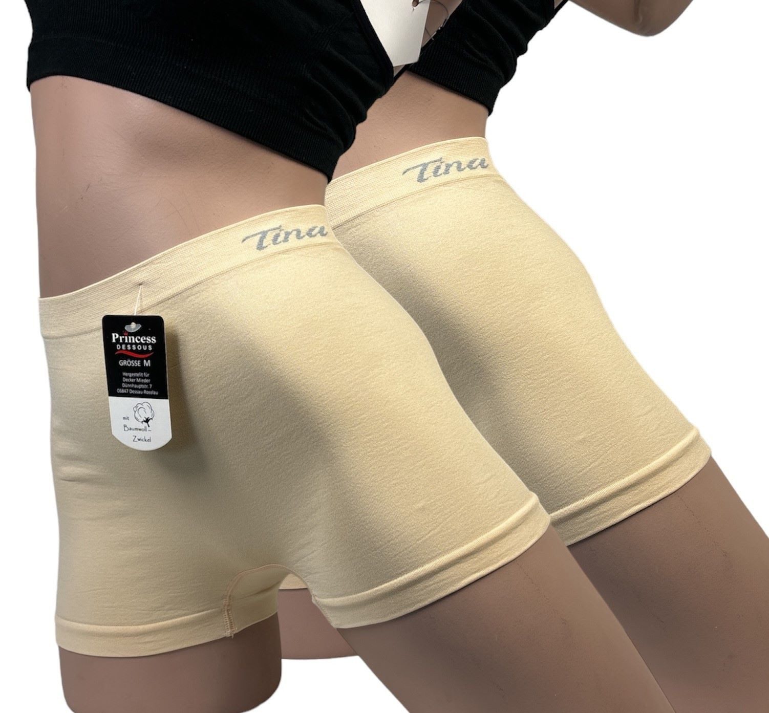 Dekker Panty Damen Boxershort Panty Hipster Seamless/Nahtlos Gr. M bis XXL (Packung, 2 Stück) mit Logo auf dem Taillenbund
