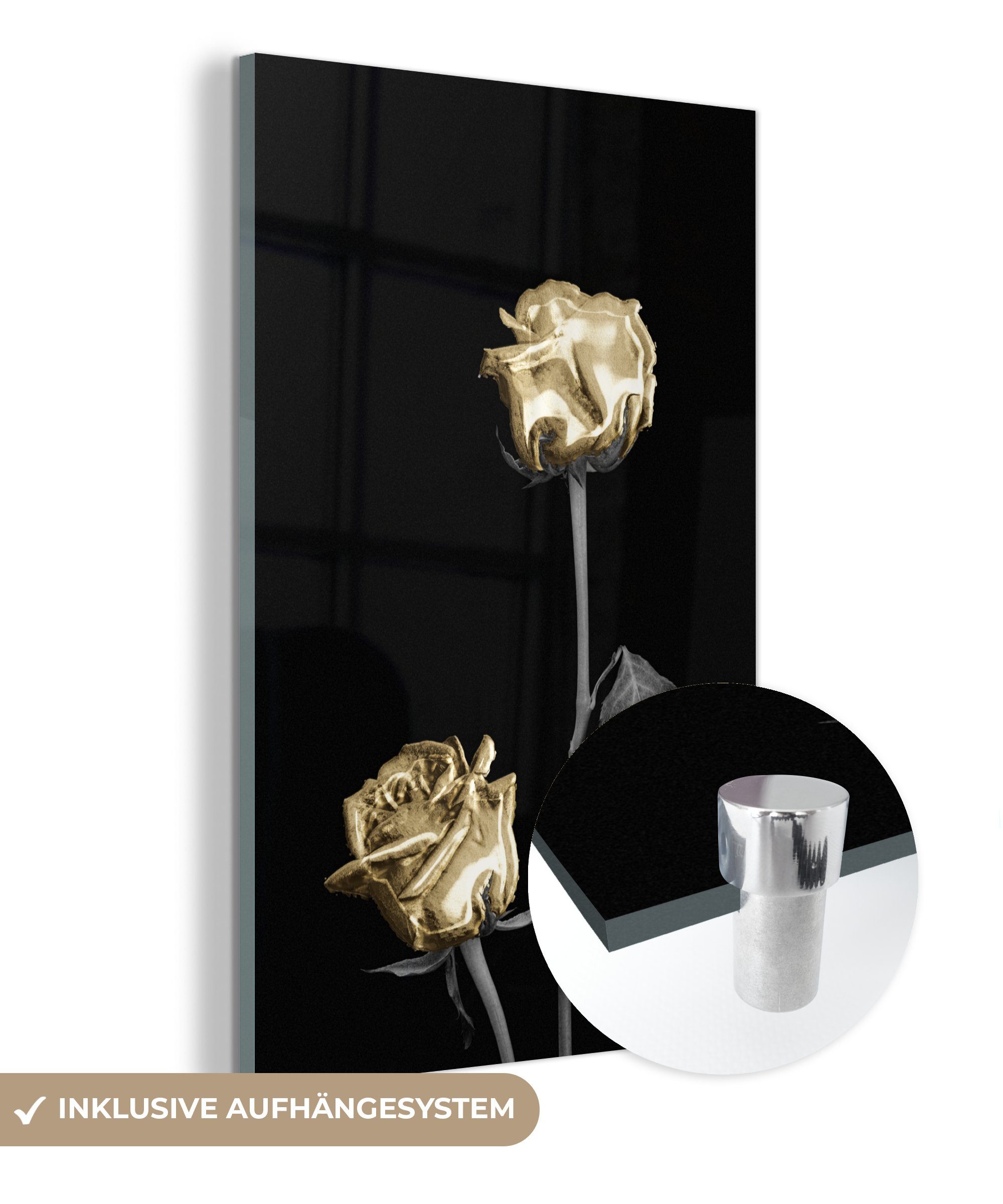 Acrylglasbild Blume - Weiß - Schwarz