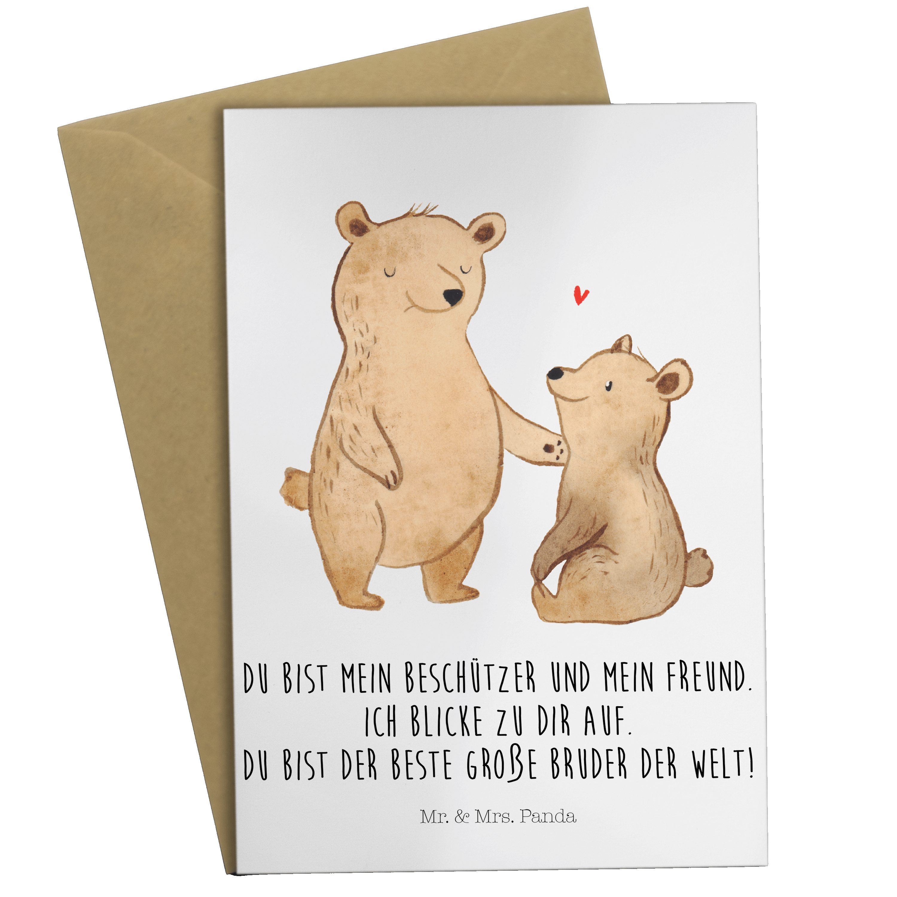 & Mr. Glückwunschkarte, Klappkarte, Grußkarte Geschenk, Bruder Mrs. Weiß - Bär be - Großer Panda