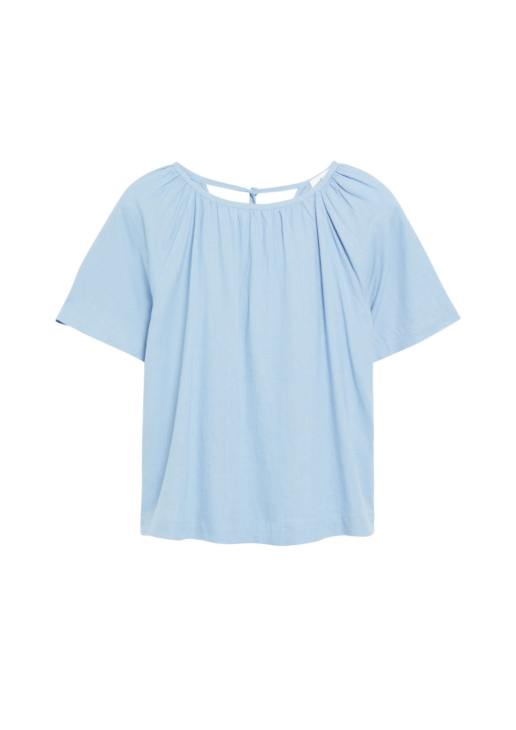 s.Oliver Kurzarmbluse Bluse Leinenmixbluse mit Schleifendetail am Rücken