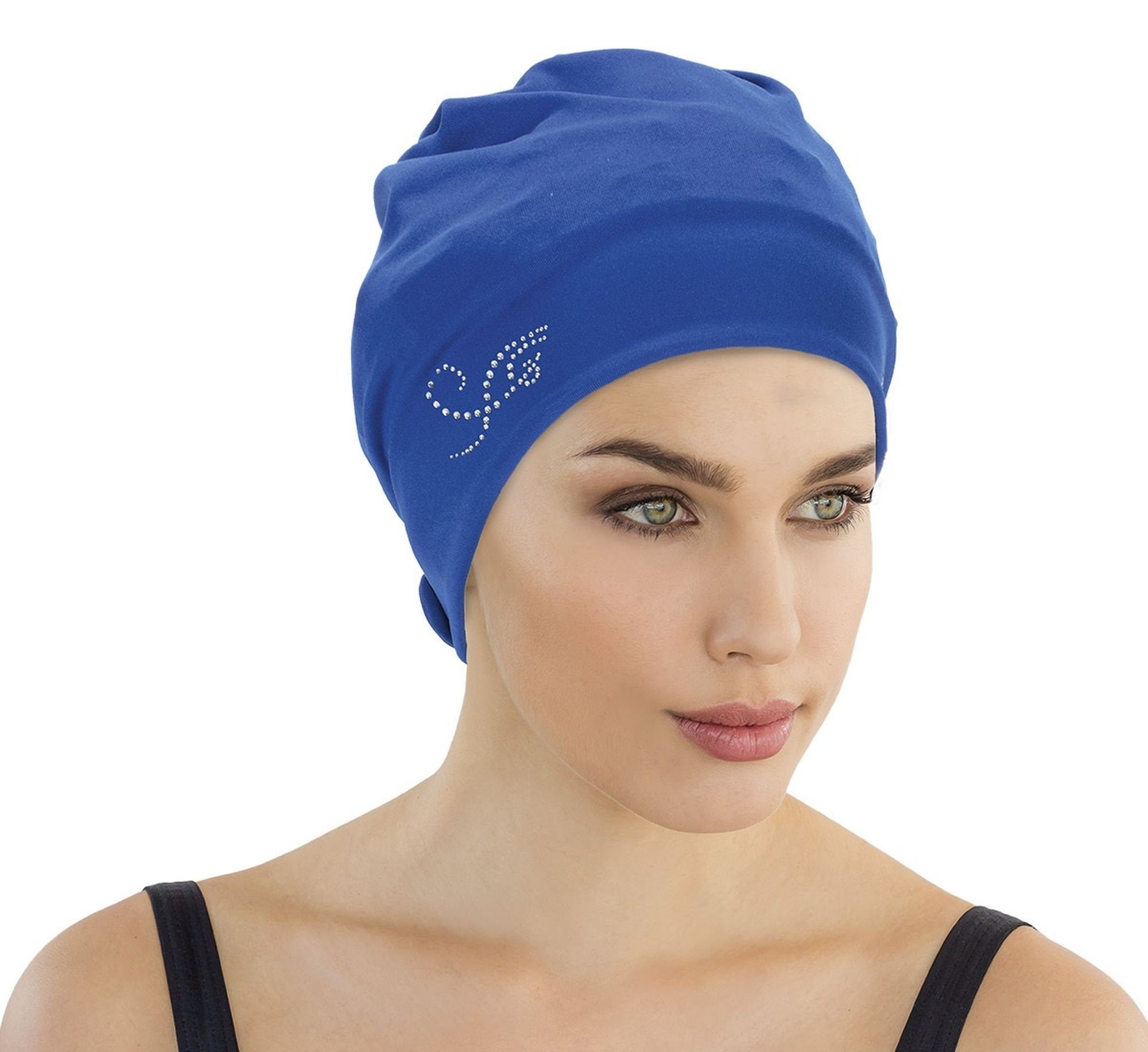 Fashy Badekappe Fashy - Badehaube Badekappe Damen Blau mit Strasssteinen 3479-53