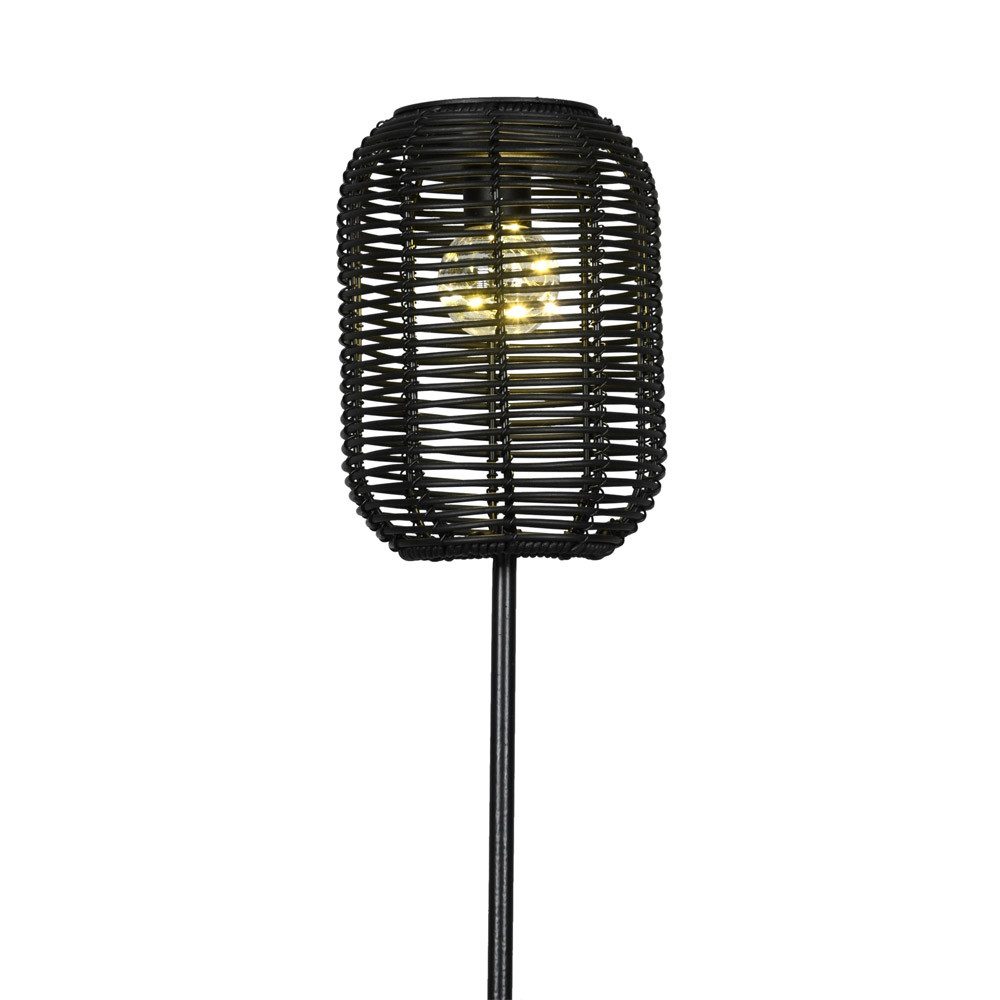 Posiwio Tischleuchte Solar-Windlicht BALI schwarz D13cm Gartenstecker Outdoor Solarlampe Ba