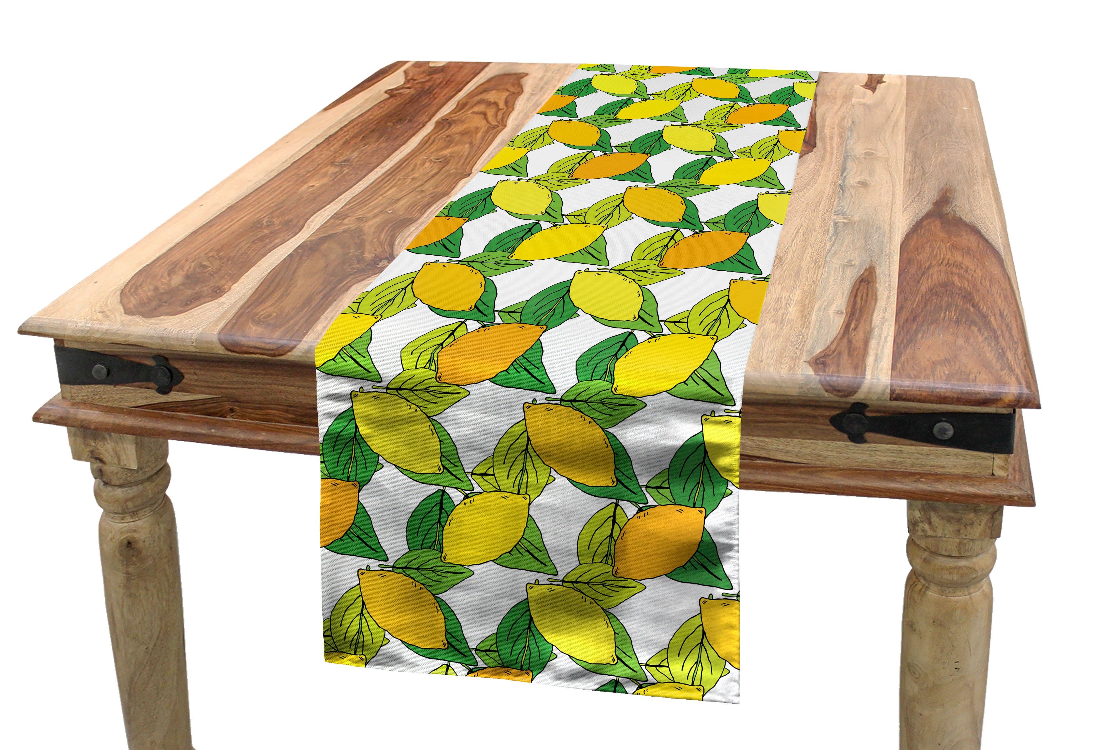 Abakuhaus Tischläufer Esszimmer Küche Rechteckiger Dekorativer Tischläufer, Zitronen Vitamin C Zitrus Zeichnung