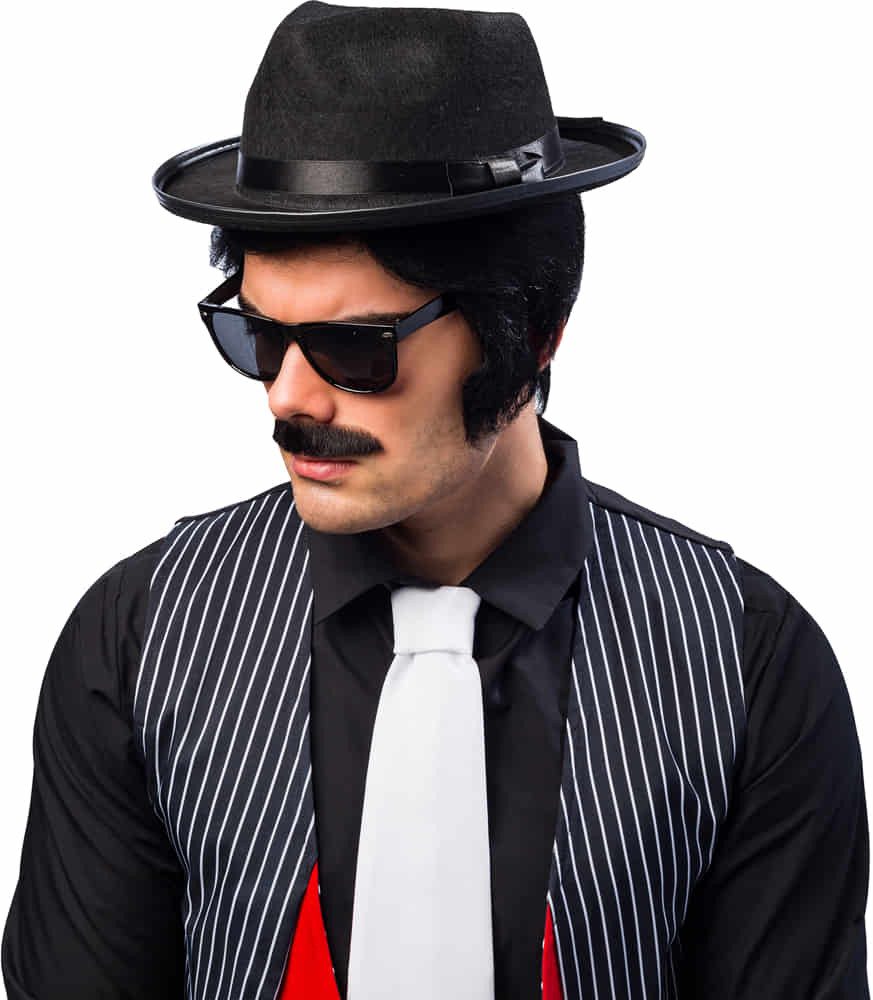 Kostüm Hut Blues mit Brille schwarz