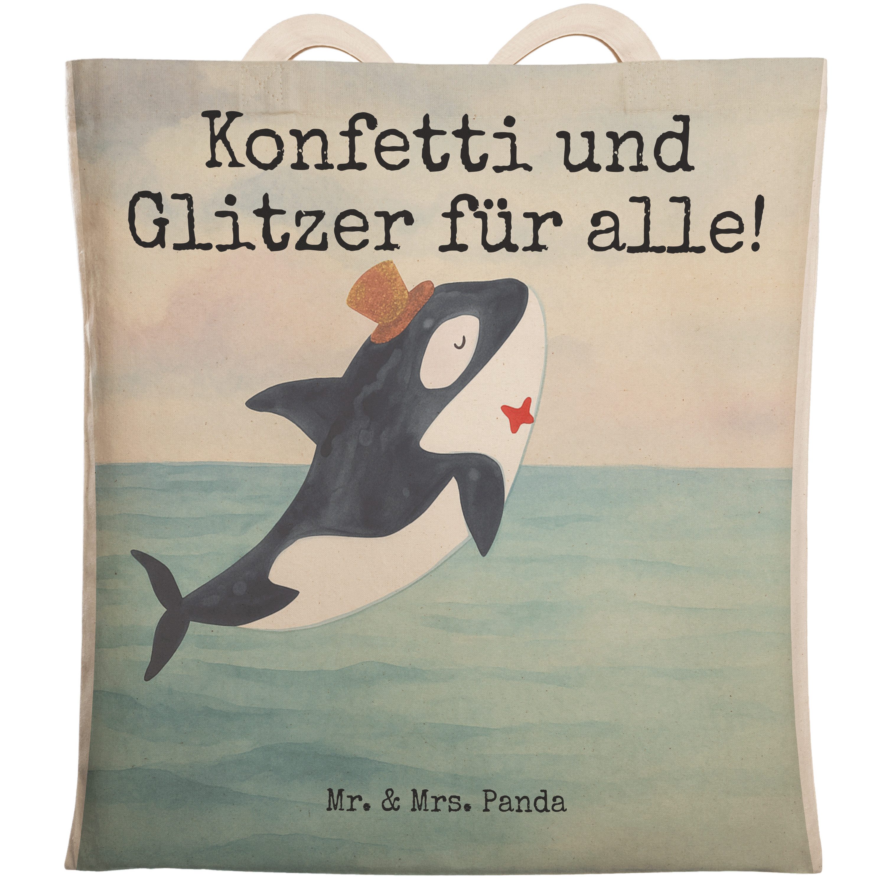 Tragetasche Orca Zylinder Design, Tote Bag, Weiß, Stofftragetasche, Glückwunsch