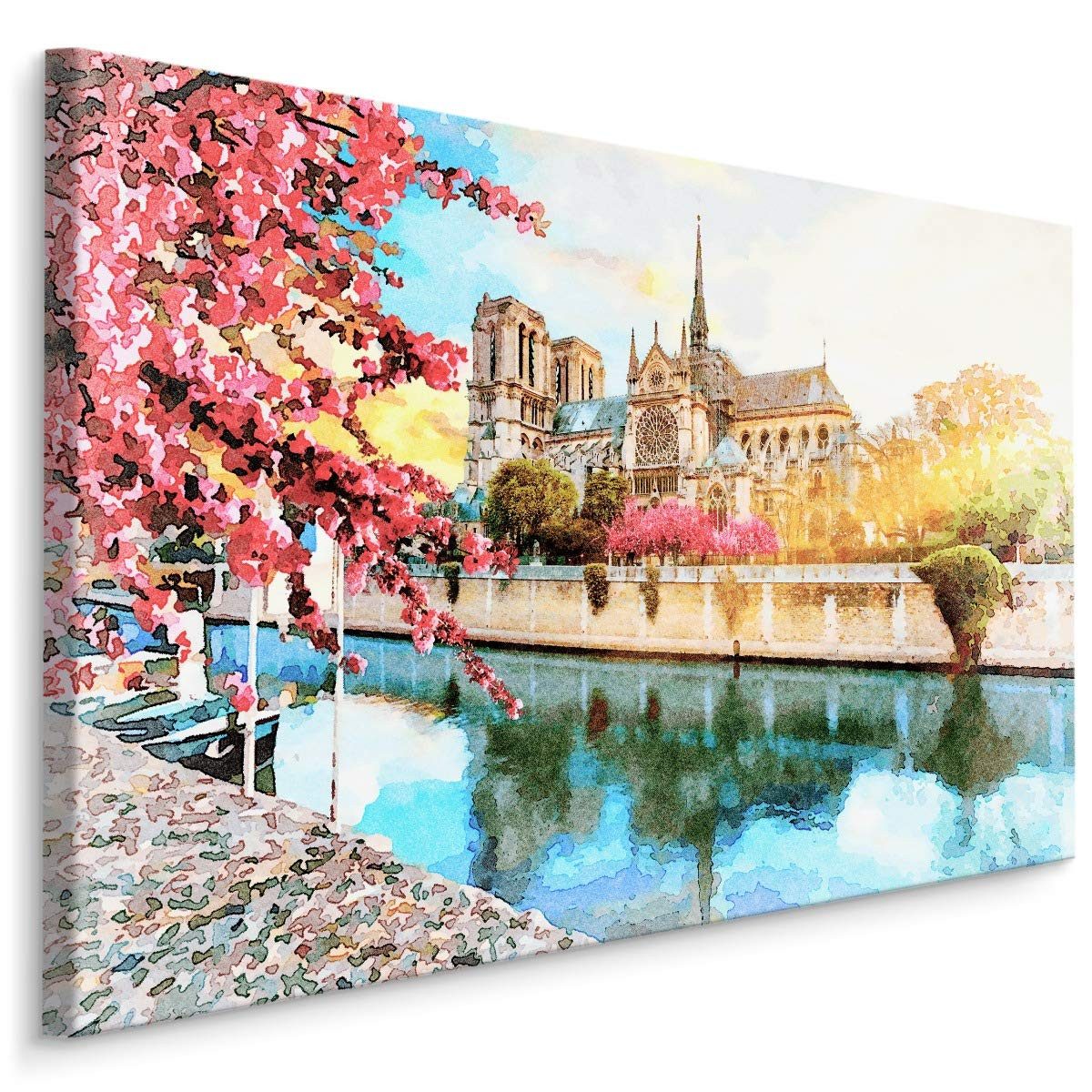 Muralo Leinwandbild Architektur – Leinwandbild Wandbild Kunstdruck Wohnzimmer, Gebäude (1 St), Paris – Stadt – Frankreich, 30 x 20 cm, aufhängefertig