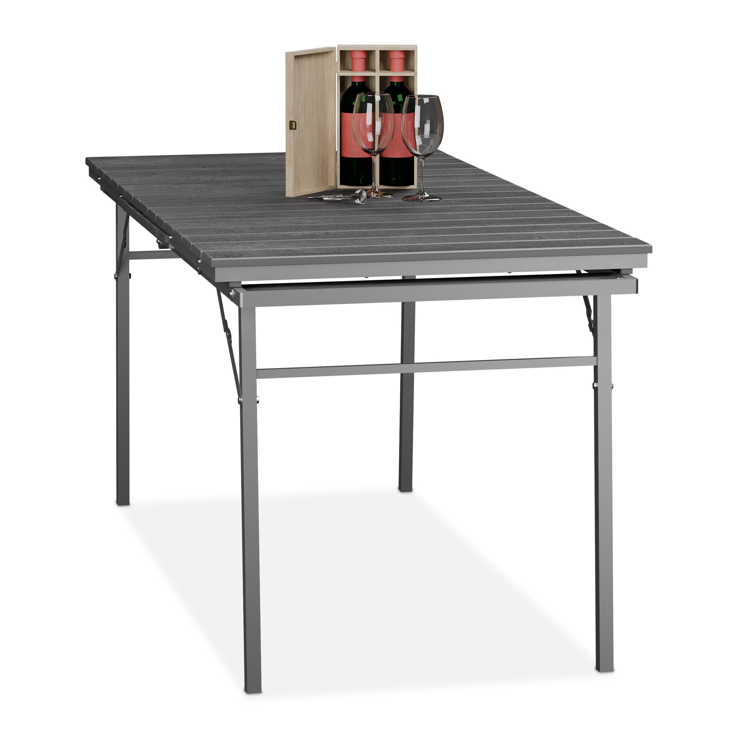 relaxdays Gartentisch klappbar ausziehbar, grau