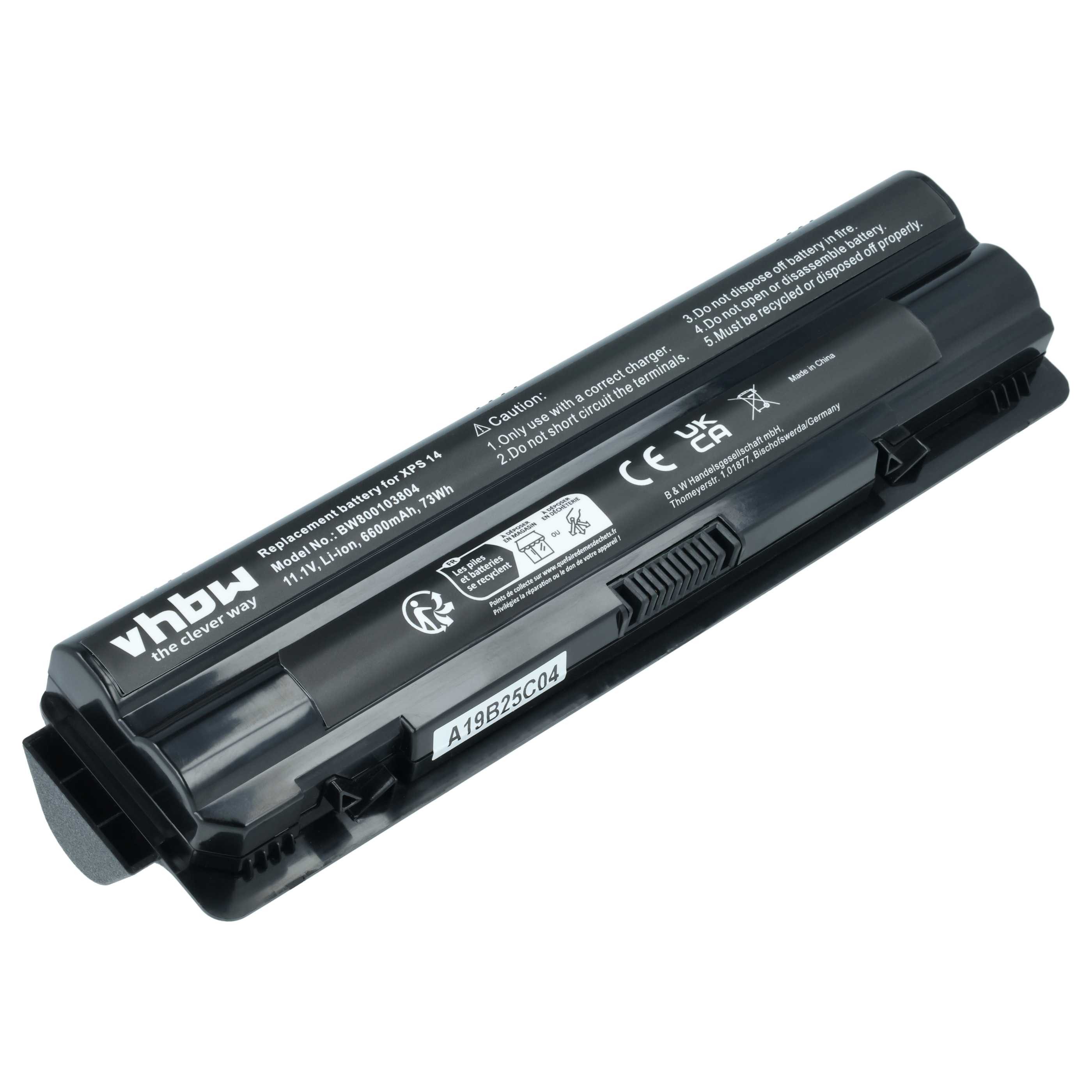 vhbw Akku passend für Dell XPS 15, 14, L502X, L501X, L401X, 17 (L702X), 14 Laptop-Akku Akku Li-Ion 6600 mAh (11,1 V, 1 St), Leistungsfähiger Austausch-Akku für Notebook, Wiederaufladbar, Jede