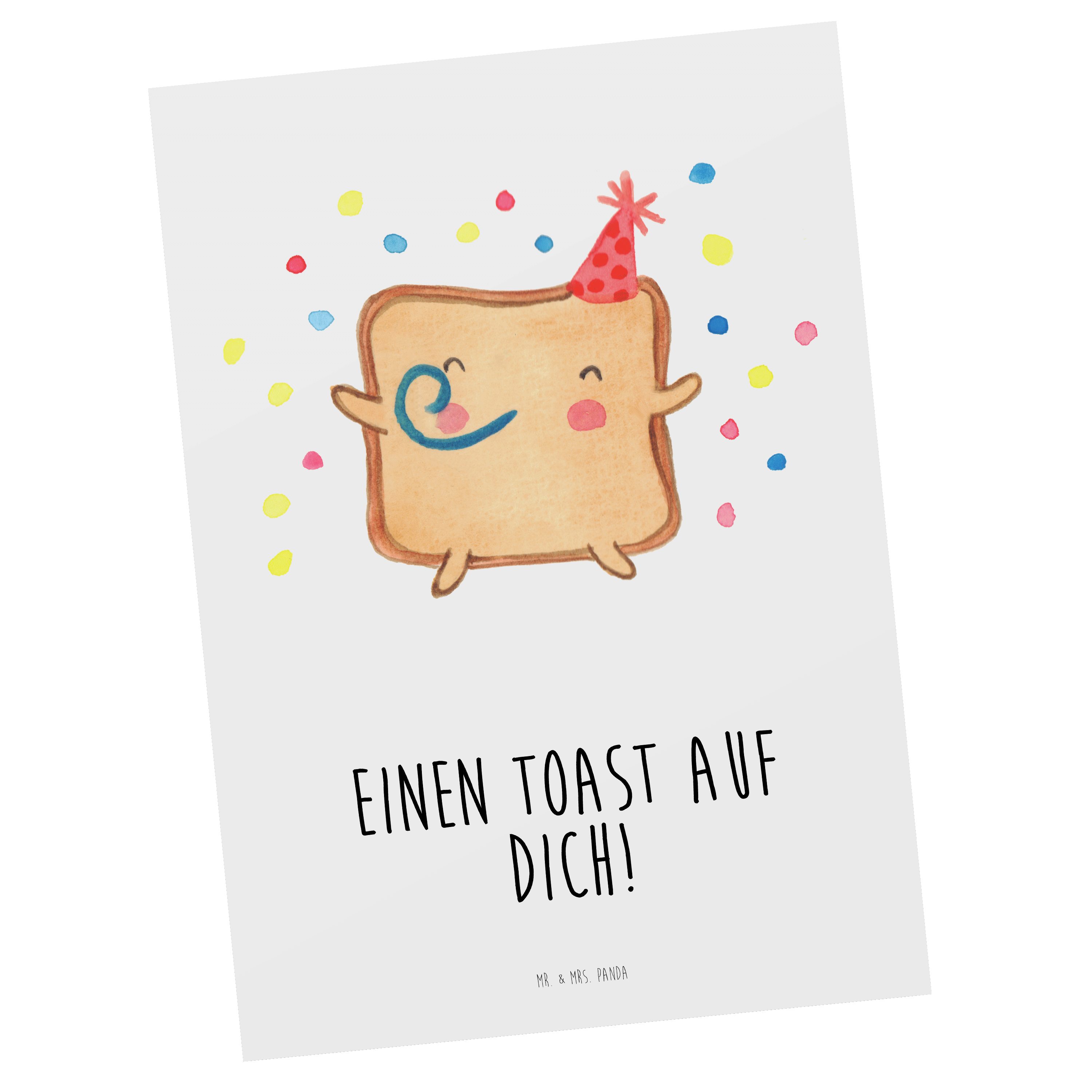Mr. & Mrs. Panda Postkarte Toast Party - Weiß - Geschenk, Geschenkkarte, Ansichtskarte, Partner