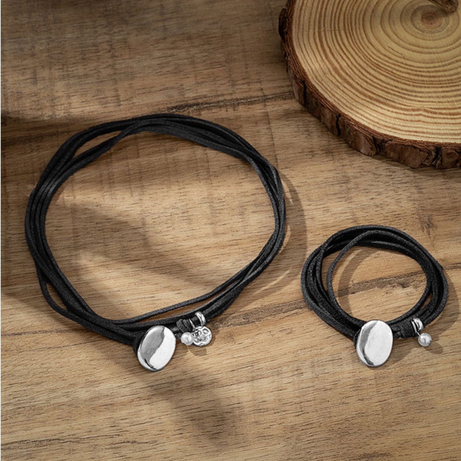 THE FASHION HOUSE Ketten und Armband Set Boho Lederarmband & Choker Kette S günstig online kaufen