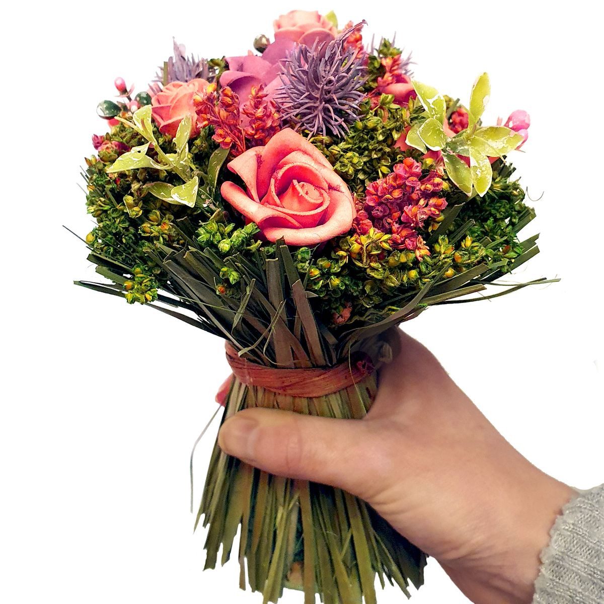 Kunstblumenstrauß Ländlicher Blumenstrauß Groß 16x20 cm günstig online kaufen