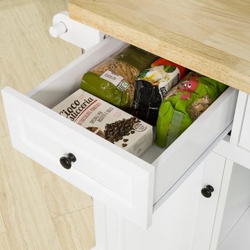 SoBuy Küchenwagen FKW100/FKW101, Kücheninsel Küchenschrank Sideboard auf Rollen