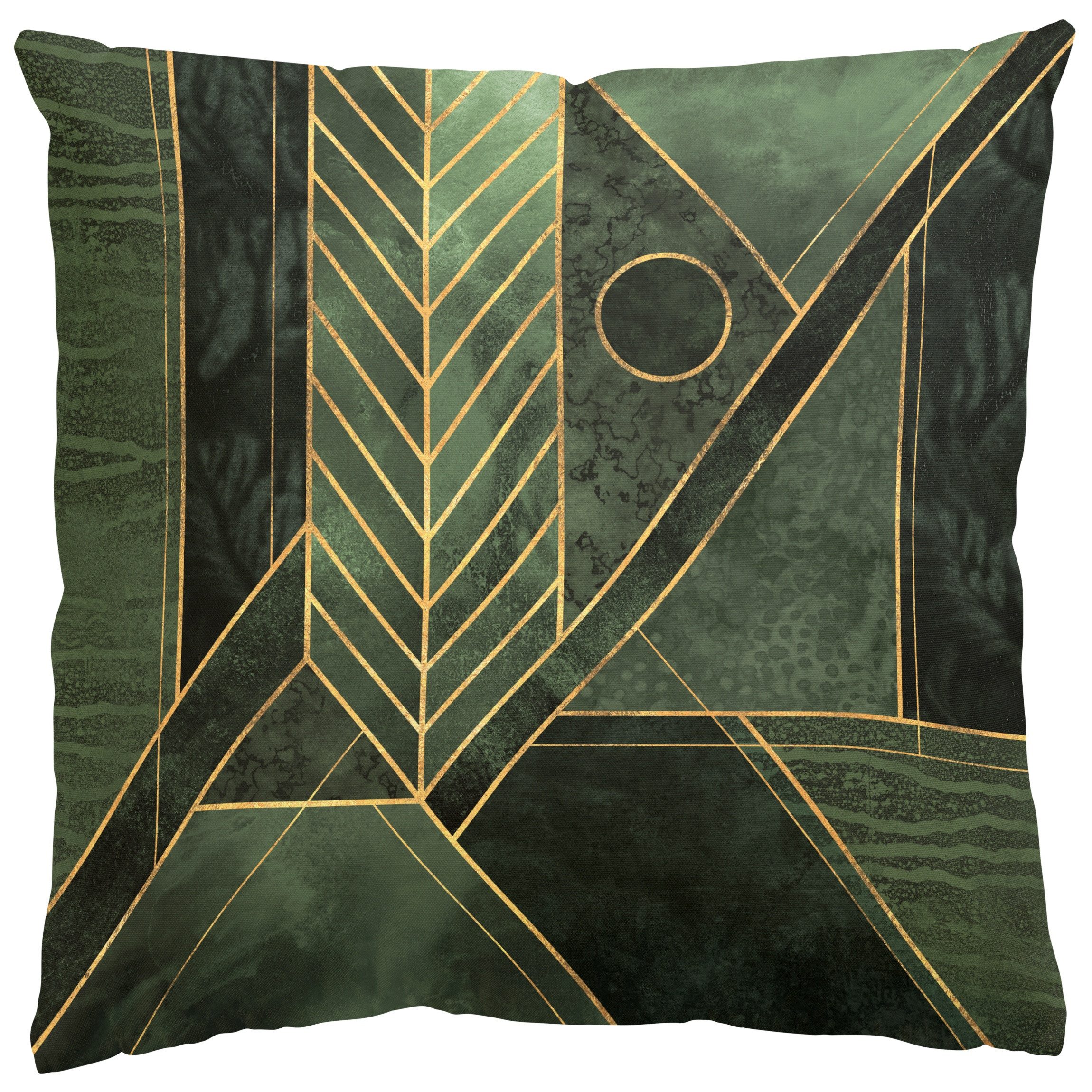 Bilderdepot24 Dekokissen drinnen / draußen Kissenhülle grün Muster Abstrakt, Bezug Aquarell mit / ohne Füllung Zierkissen Outdoor Sofa Bett