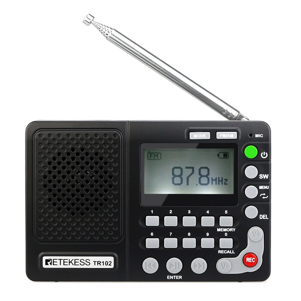 Retekess TR102 UKW-Radio (AM/FM-Stereo/SW-Radio, AM/FM-Stereo/SW-Radio,  Gebaut in drei Sprachen Chinesisch Englisch Spanisch;, MP3 Player)