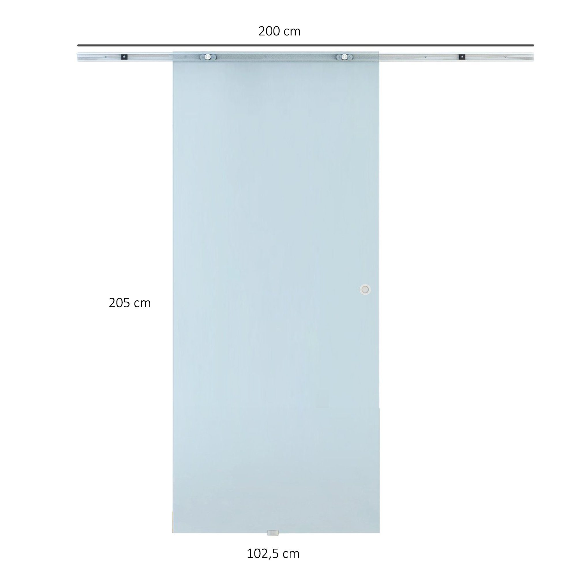 Büro Glasschiebetür), 2050 775,900,1025 x Glasschiebetür Schiebetür 1-St., mm Streifen Glastür HOMCOM mit ohne (Set,