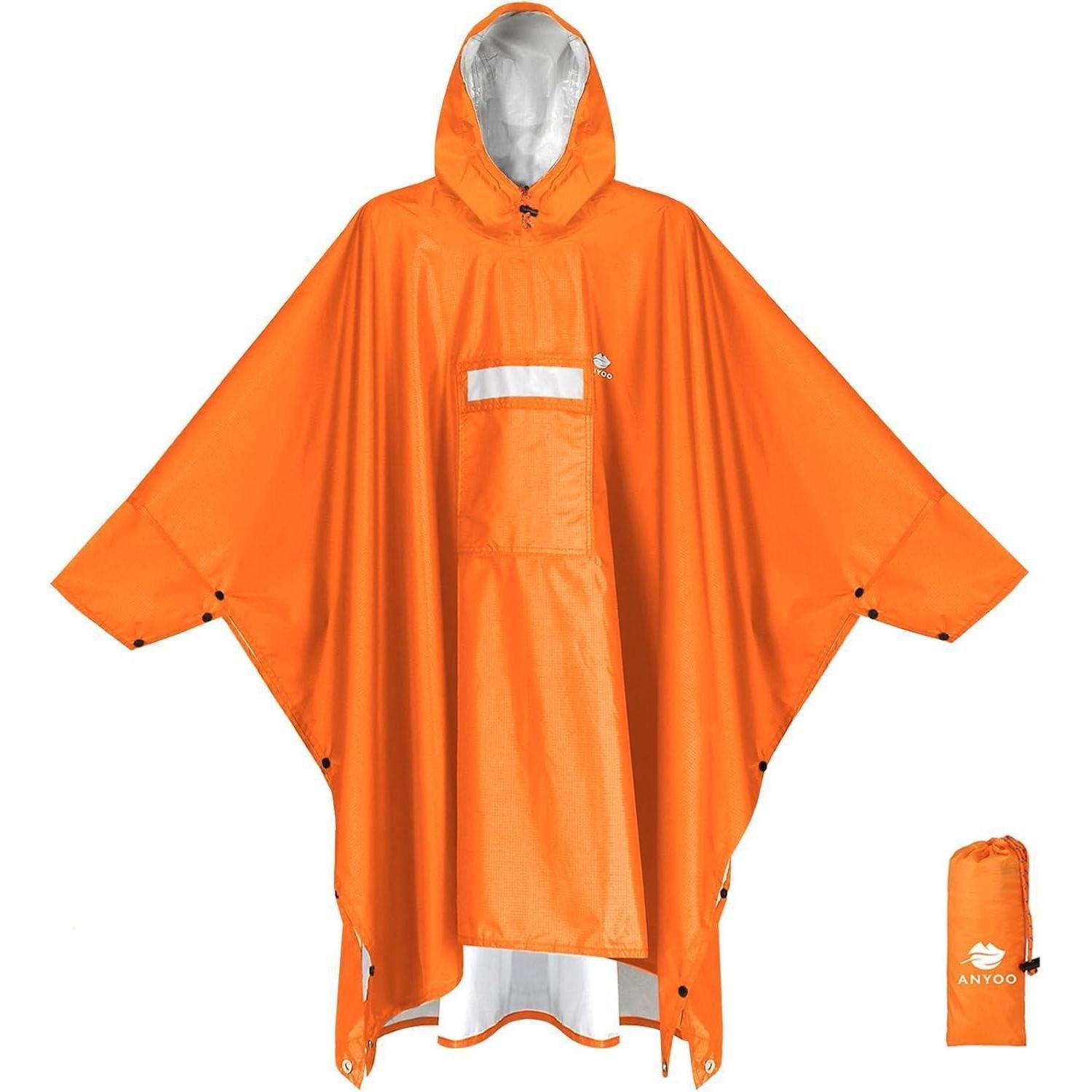 Campingstuhl Regenponcho Regenmantel Kapuze Plane Camping Wandern Dunkelorange