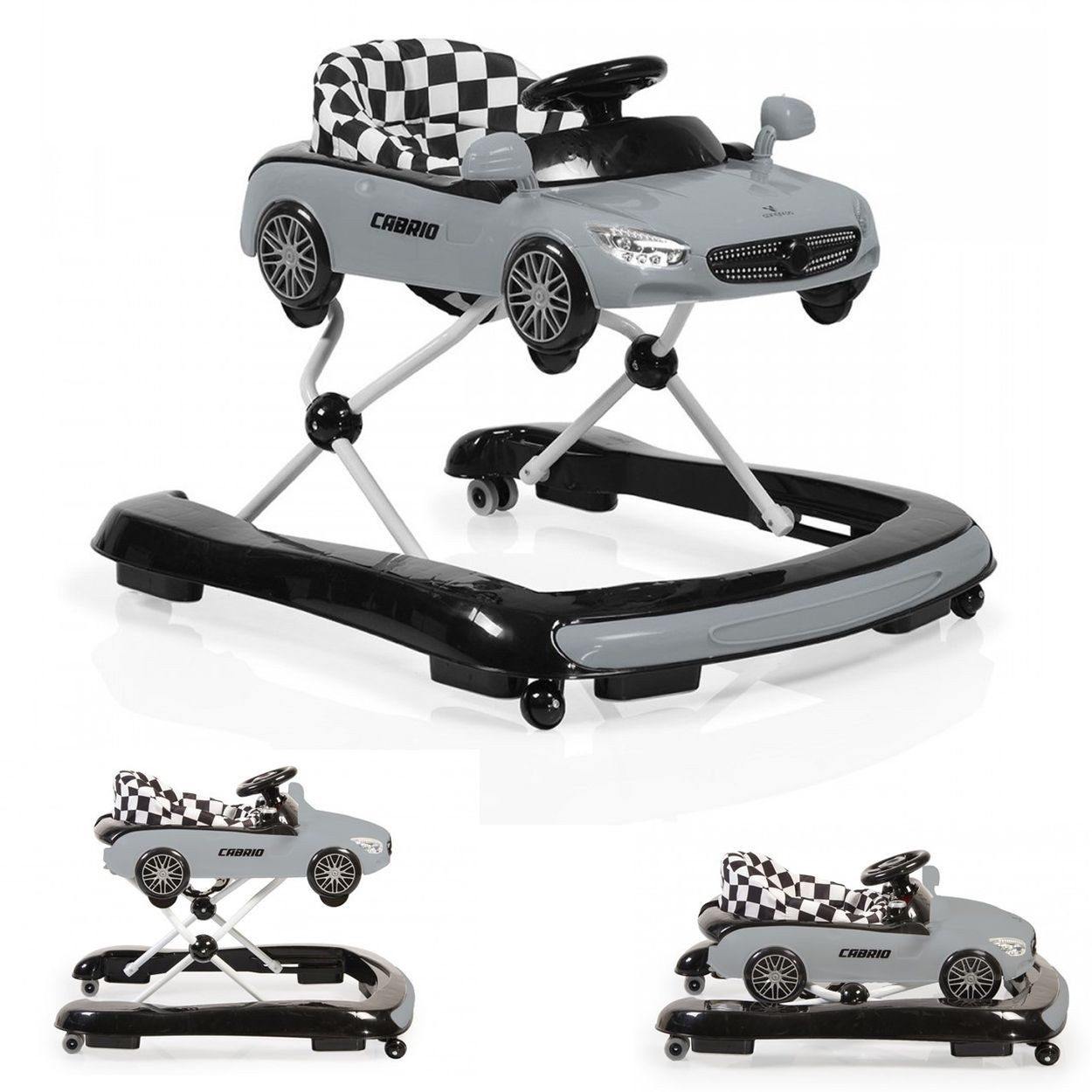 Cangaroo Lauflernhilfe Cabrio 2 in 1, Licht, Silikon, Auto-Design, Armaturenbrett, Silikon-Stopper