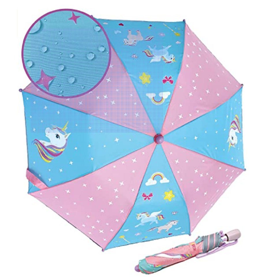 wechselt die Kinder Taschenregenschirm Regen Farbe Einhorn, HECKBO Magic Regenschirm - bei