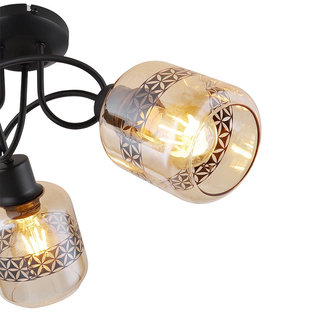 etc-shop LED Deckenspot, Leuchtmittel nicht Deckenleuchte schwarz D Lebensblume amber Spotrondell inklusive, Deckenlampe 51,5