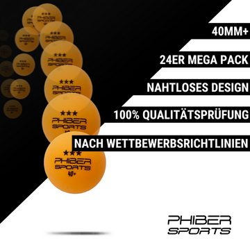 PHIBER-SPORTS Tischtennisball Orange 3 Stern [24 Stück] - Ideal für Anfänger, Familien und Profis (Set, 24 orange 3-Stern Tischtennisbälle), Nach Wettbewerbsrichtlinien produziert