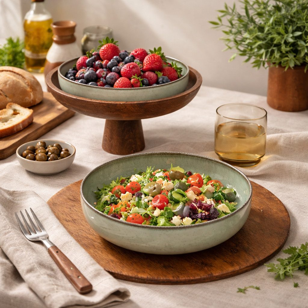 Kütahya Porselen Suppenteller Kütahya Porselen Schüssel Set 2-tlg. – Modern, Grün, 20 cm