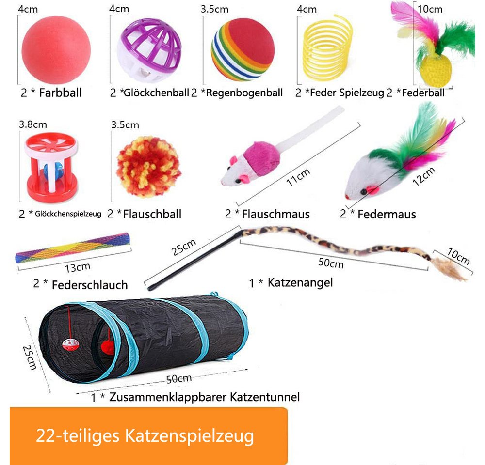Thumbnail - Ledander Tier-Beschäftigungsspielzeug 22 STÜCKE Katzenspielzeug Set mit Katzentunnel, Interaktives Katzen Spielzeug für ...