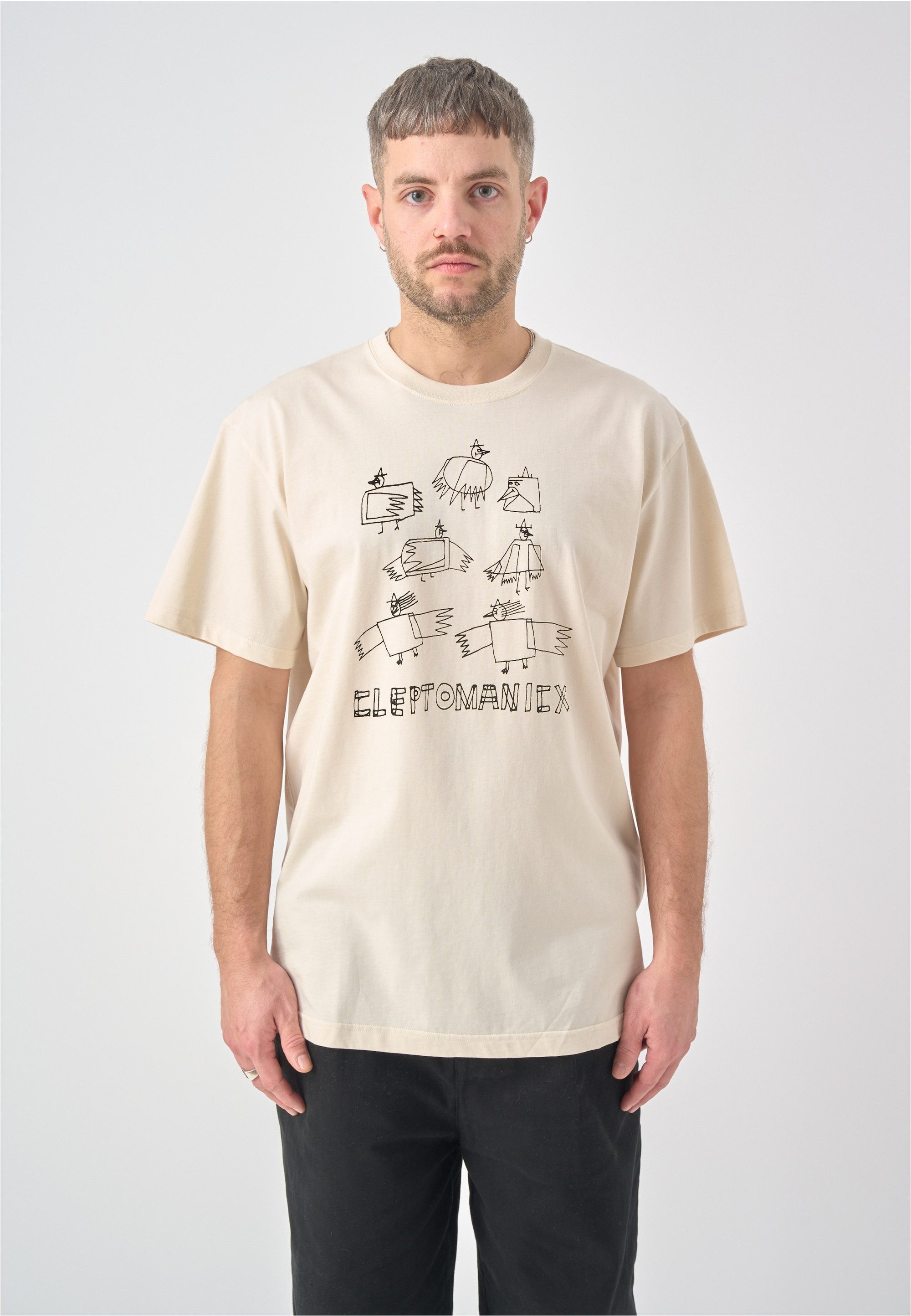 Cleptomanicx T-Shirt Square Gull mit lässigem Frontprint