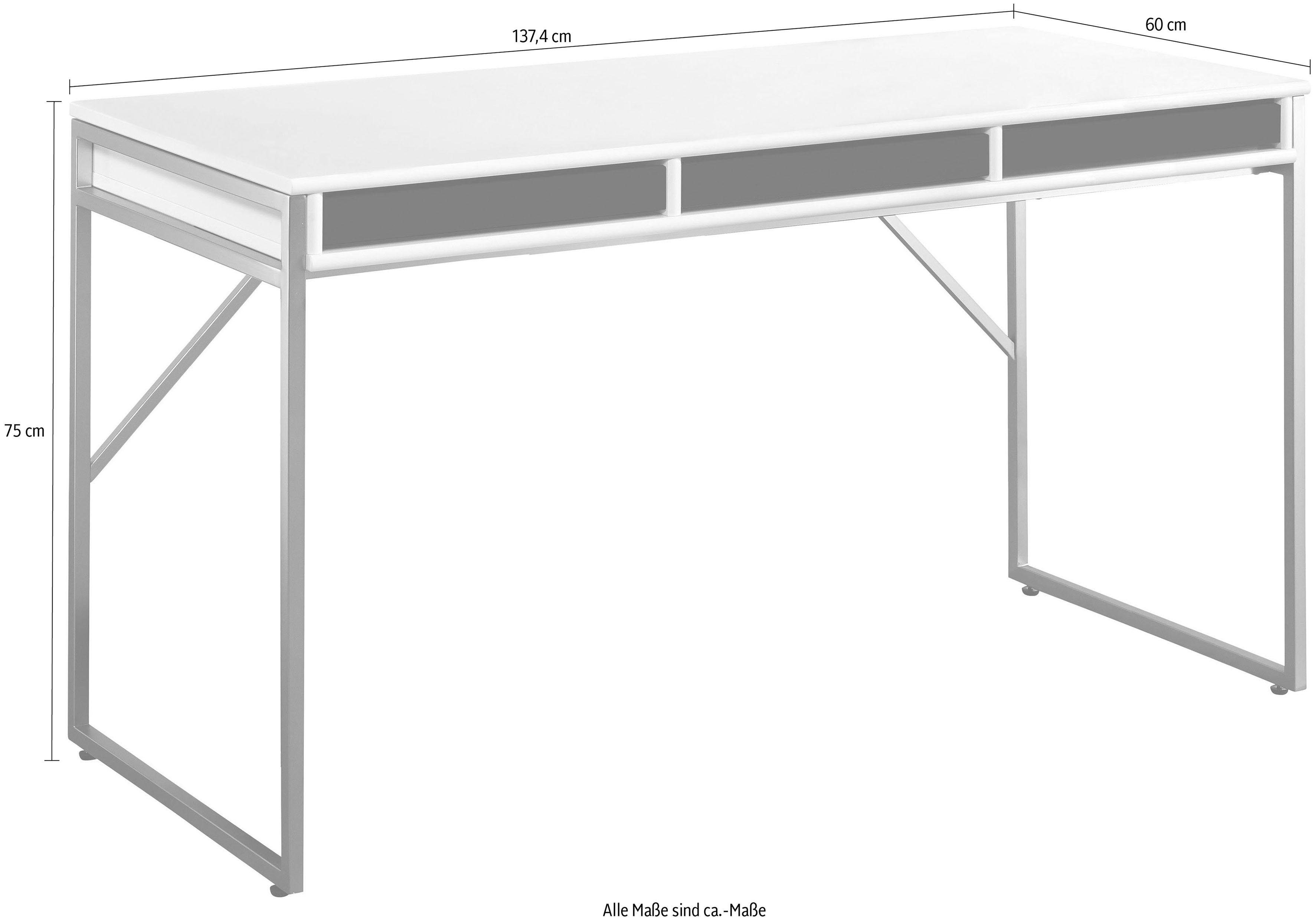 Computertisch, gebeizt Hammel cm, mit Bürotisch, 137,4 Gestell, Arbeitstisch, schwarz Schreibtisch Tisch, Designmöbel Furniture B: Mistral
