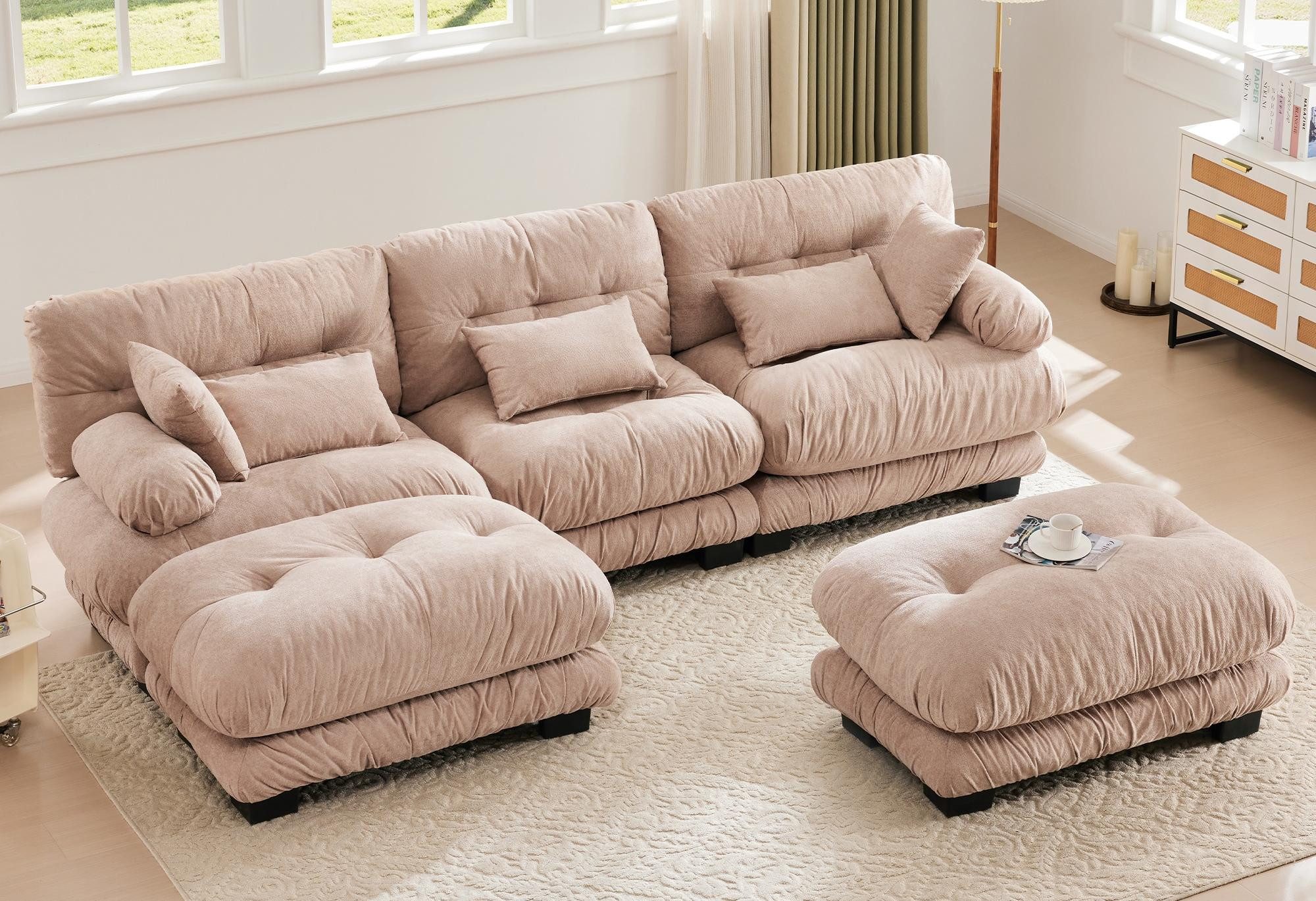 LVHOM Loungesofa Komfort Cloud Sofa mit Ottomane: 5-Sitzer mit XXL Platz, M günstig online kaufen