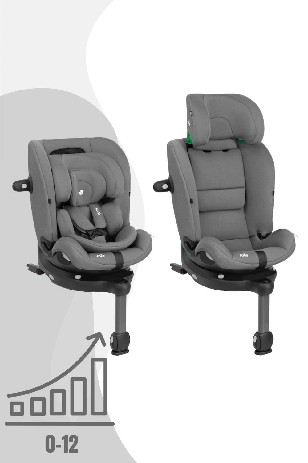 Joie Autokindersitz i-Spin 360 max - 4-in-1 drehbarer Kindersitz (40 bis 150 cm), Integrierte ISOFIX-Basis, Booster mit 3-Punkt-Gurt von 100 bis 150 cm