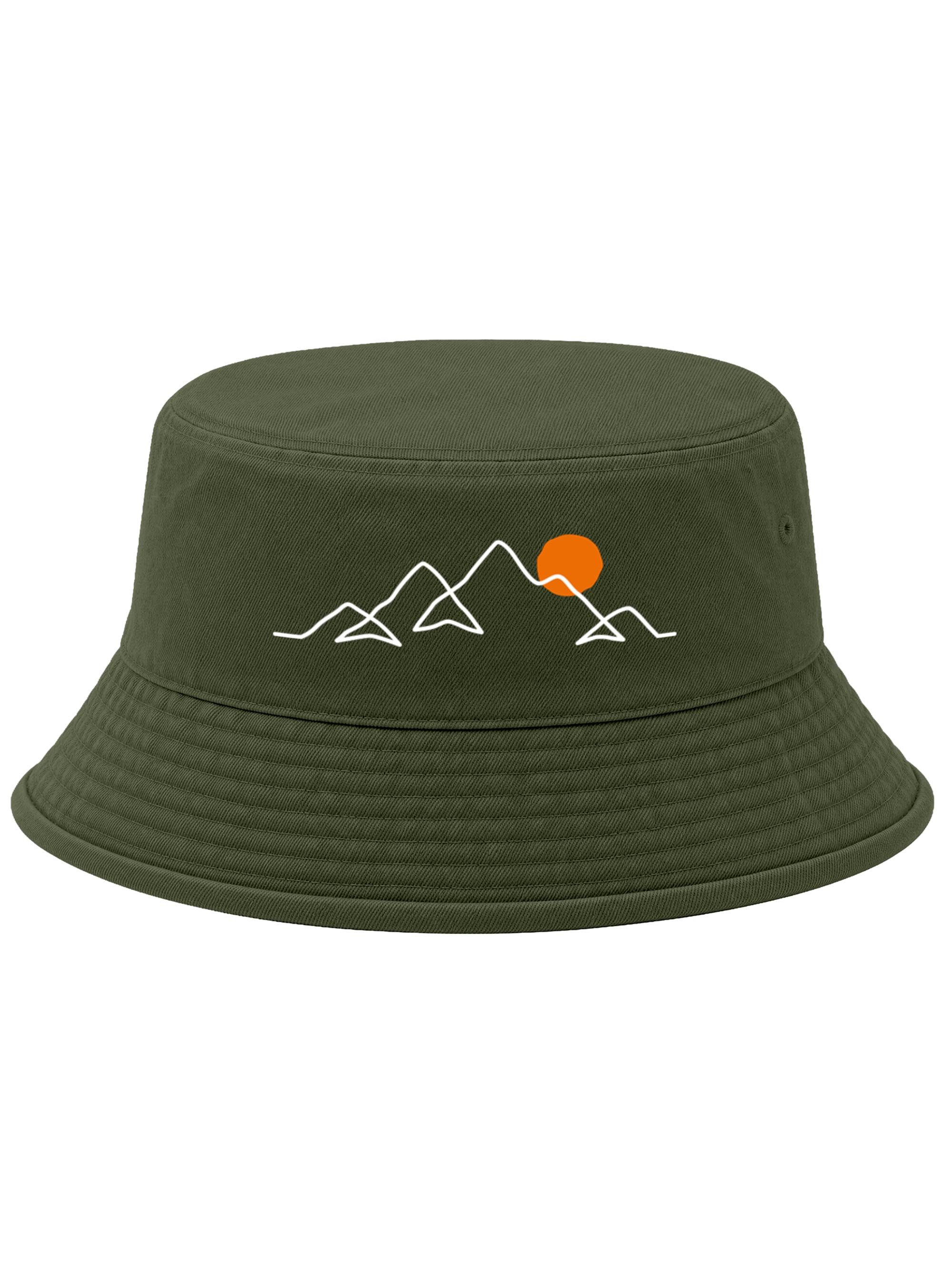 Neverless Fischerhut Anglerhut mit Print Berg Linie Bucket Hat Baumwolle Neverless®