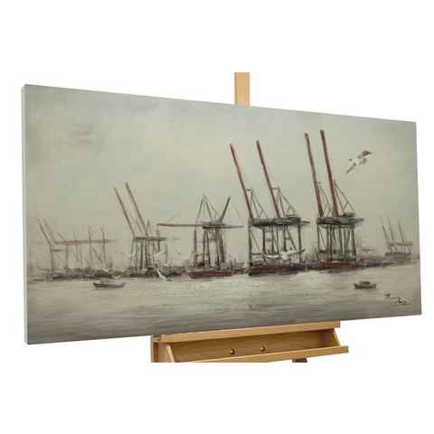 KUNSTLOFT Gemälde Raue See 120x60 cm, Leinwandbild 100% HANDGEMALT Wandbild Wohnzimmer
