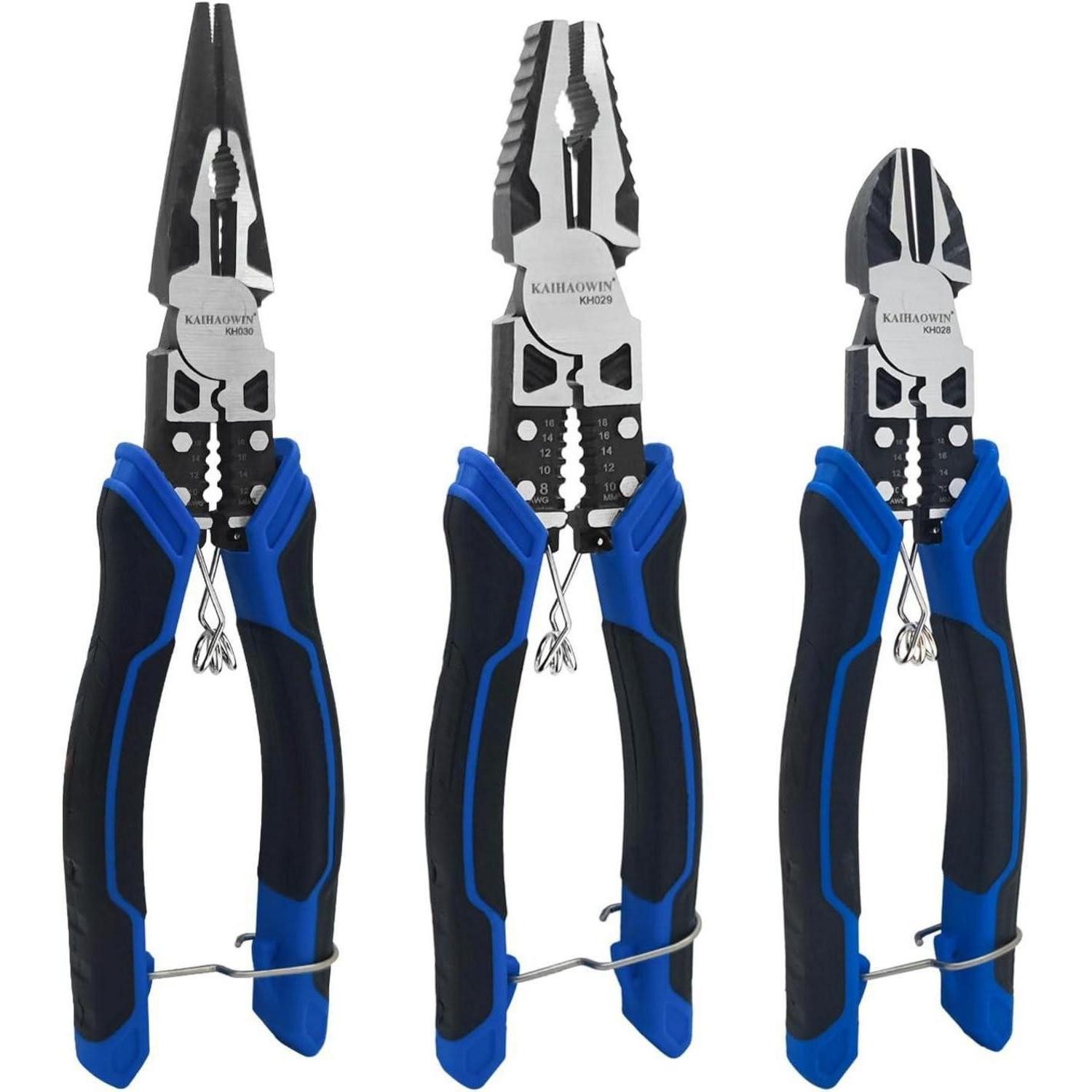 Zangenset Zangen 3tlg Seitenschneider Kombizange Spitzzange Crimpzange Zangenset