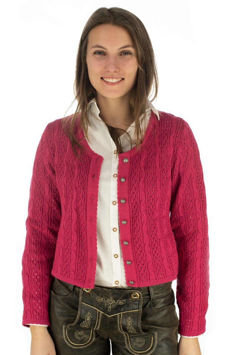OS Trachten Strickjacke Igaza Trachtenjacke mit Zopfmuster