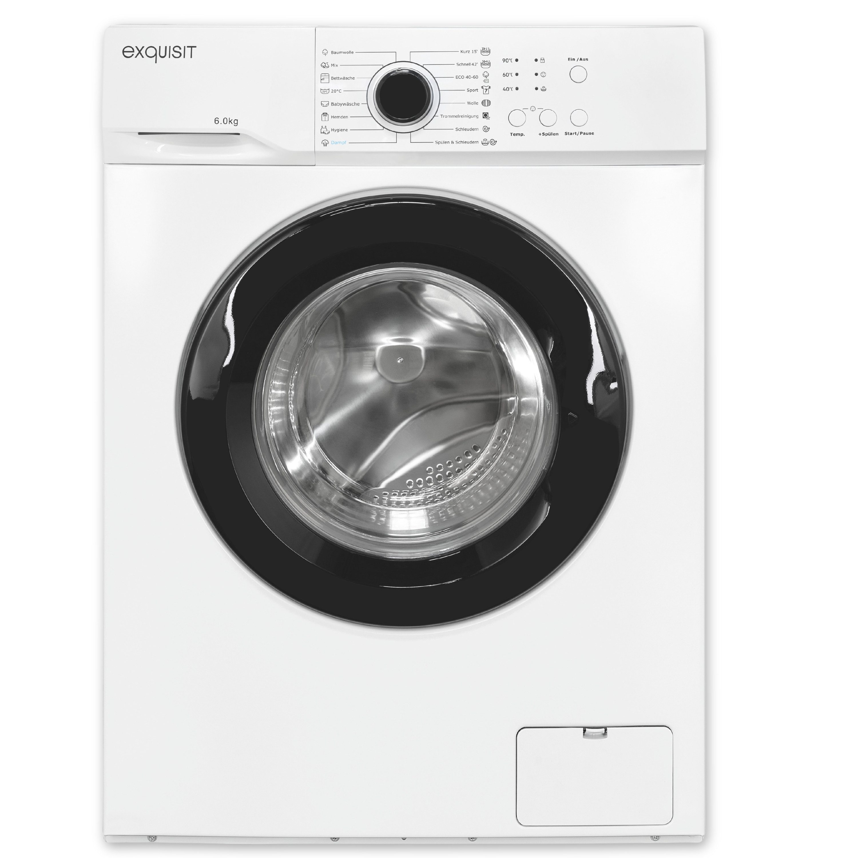 exquisit Waschmaschine WA56110-020A, 6 kg, 1000 U/min, Zuverlässige 6-kg-Waschmaschine mit einfacher Bedienung