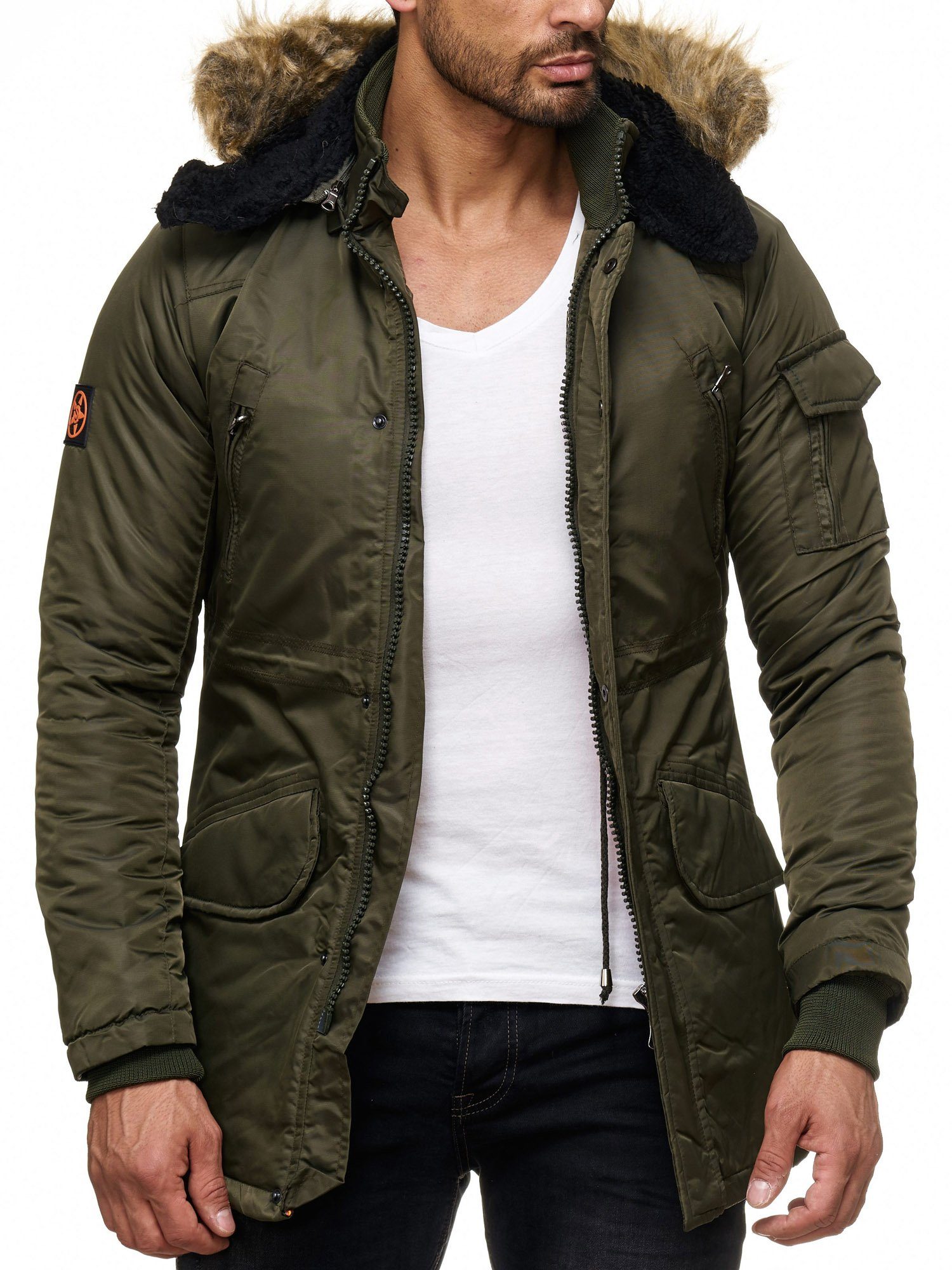 Reslad Winterjacke Herren Jacke mit Fellkapuze günstig online kaufen