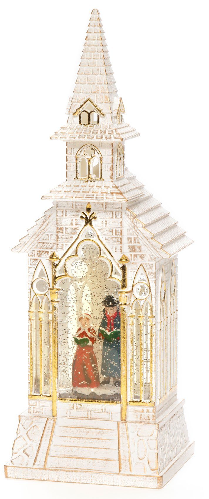 KONSTSMIDE LED Laterne Weihnachtsdeko, LED fest integriert, Warmweiß, LED Kirche, weiß, wassergefüllt
