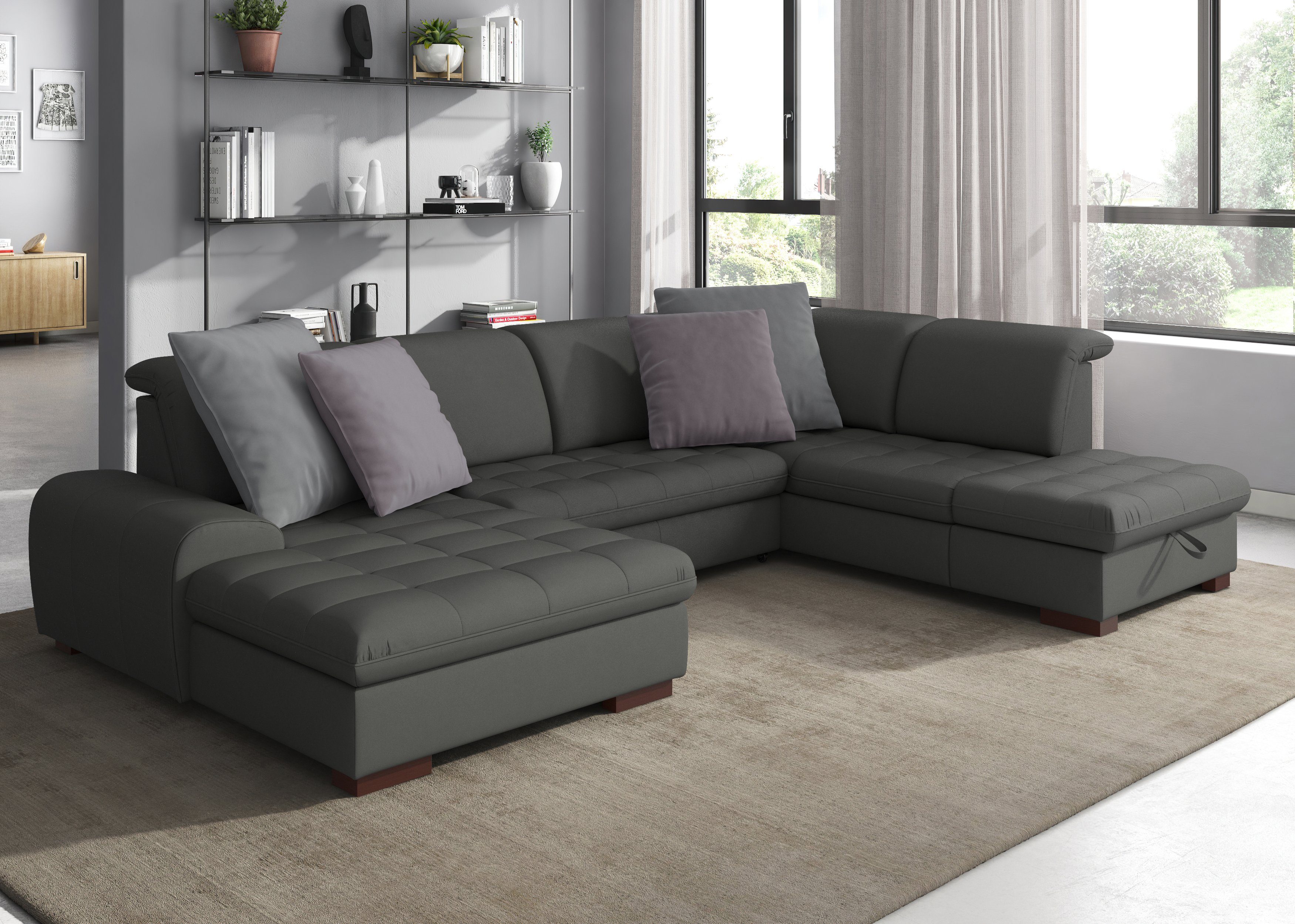 sit&more Wohnlandschaft Luxor U-Form, wahlweise mit Bettfunktion, Bettkasten und Kopfteilverstellung