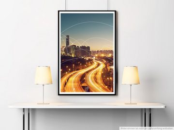 Sinus Art Poster Urbane Fotografie  Leuchtende Skyline bei Nacht 60x90cm Poster