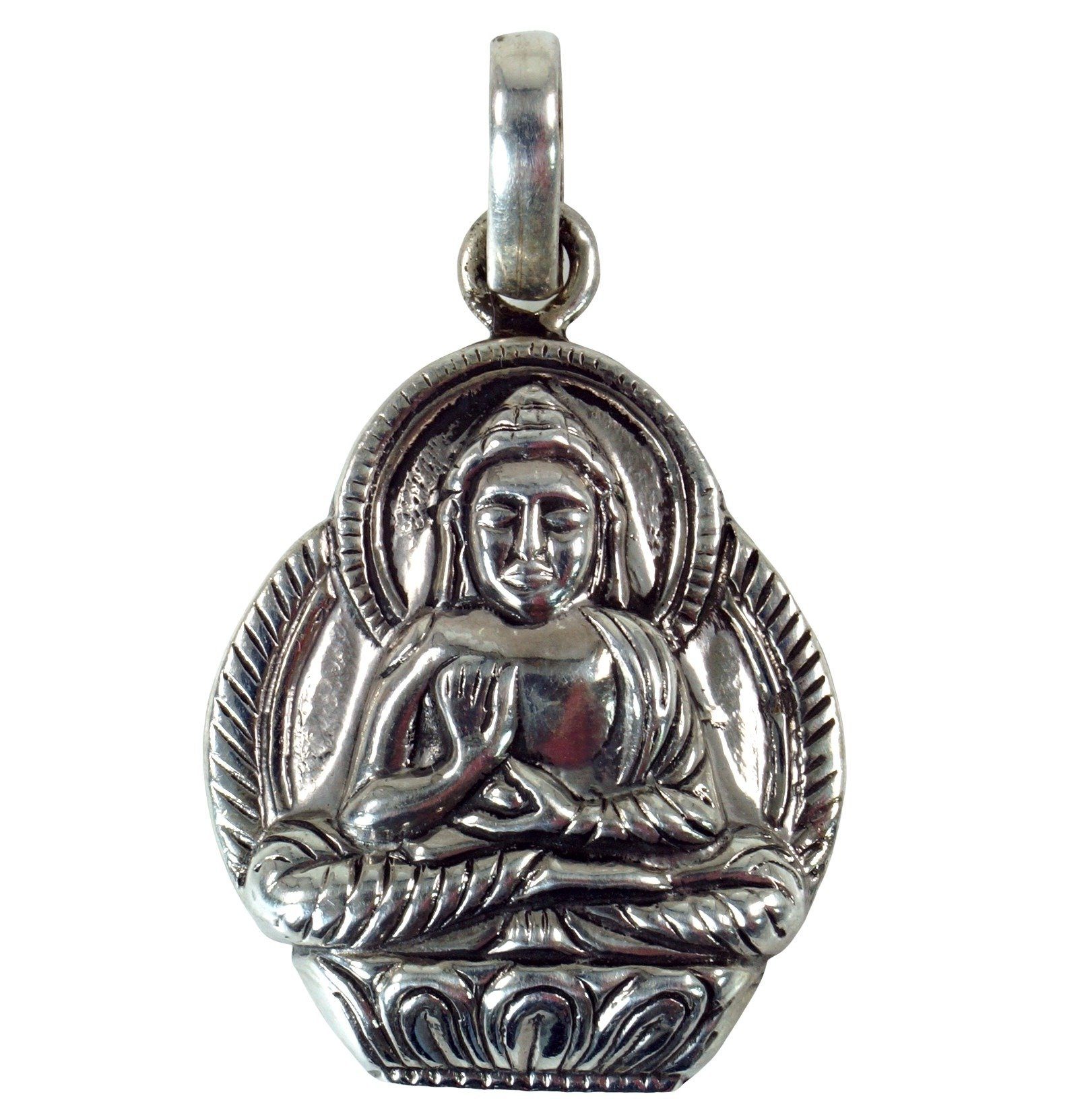 Guru-Shop Kettenanhänger Silber Anhänger Buddha Talisman - Modell 2