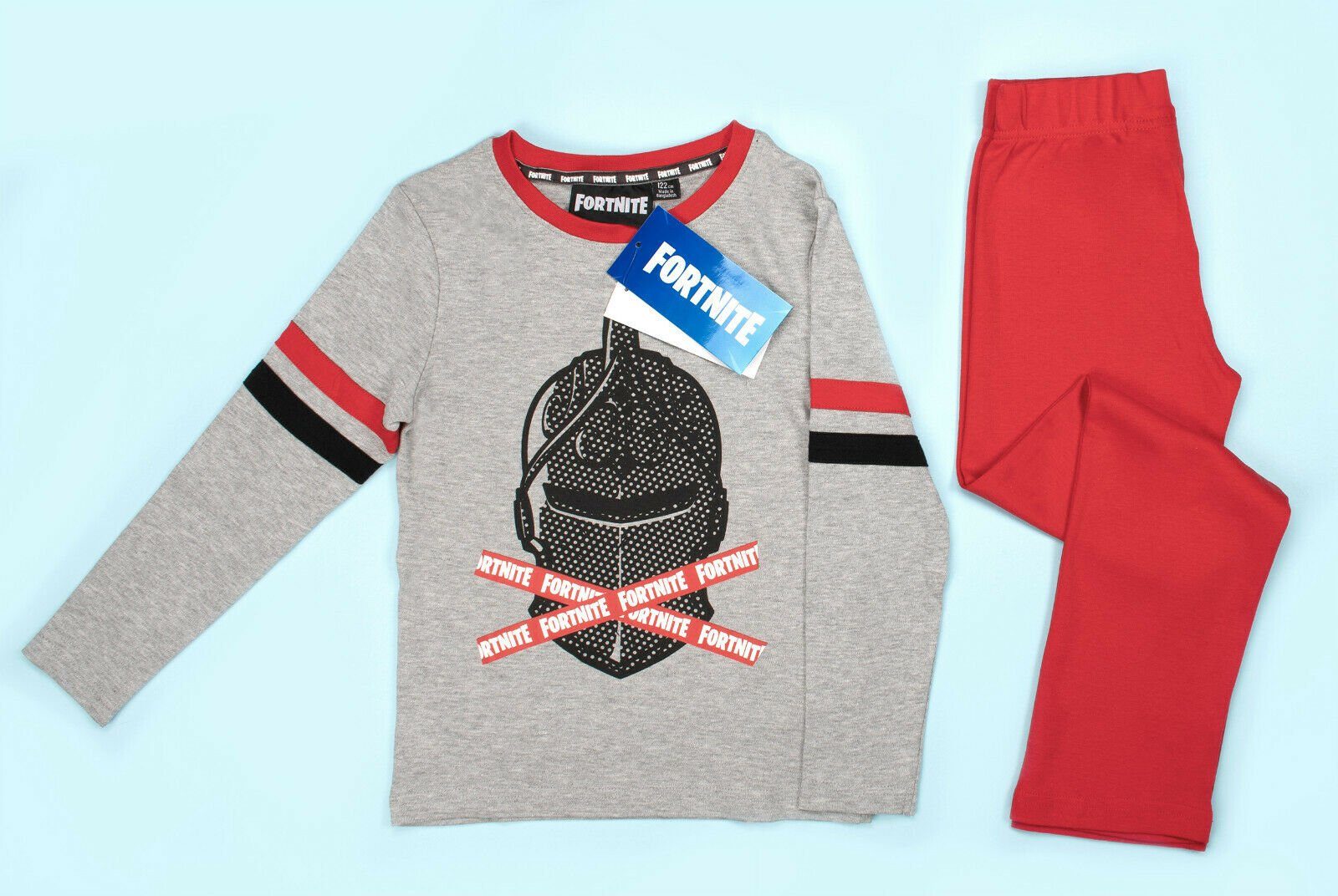 Fortnite Pyjama Fortnite Schlafanzug Langer Pyjama Jungen Schlafi für Gamer Longsleeve Kinderschlafanzug Gr. 122 128 140 152 164