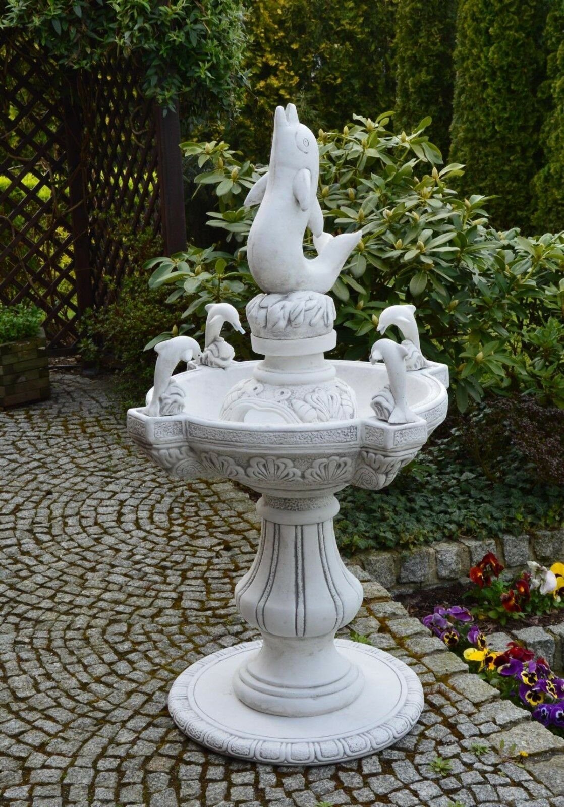 Brunnen Wohndesign Delphin Antikes Delphinen Zierbrunnen Springbrunnen Gartenbrun