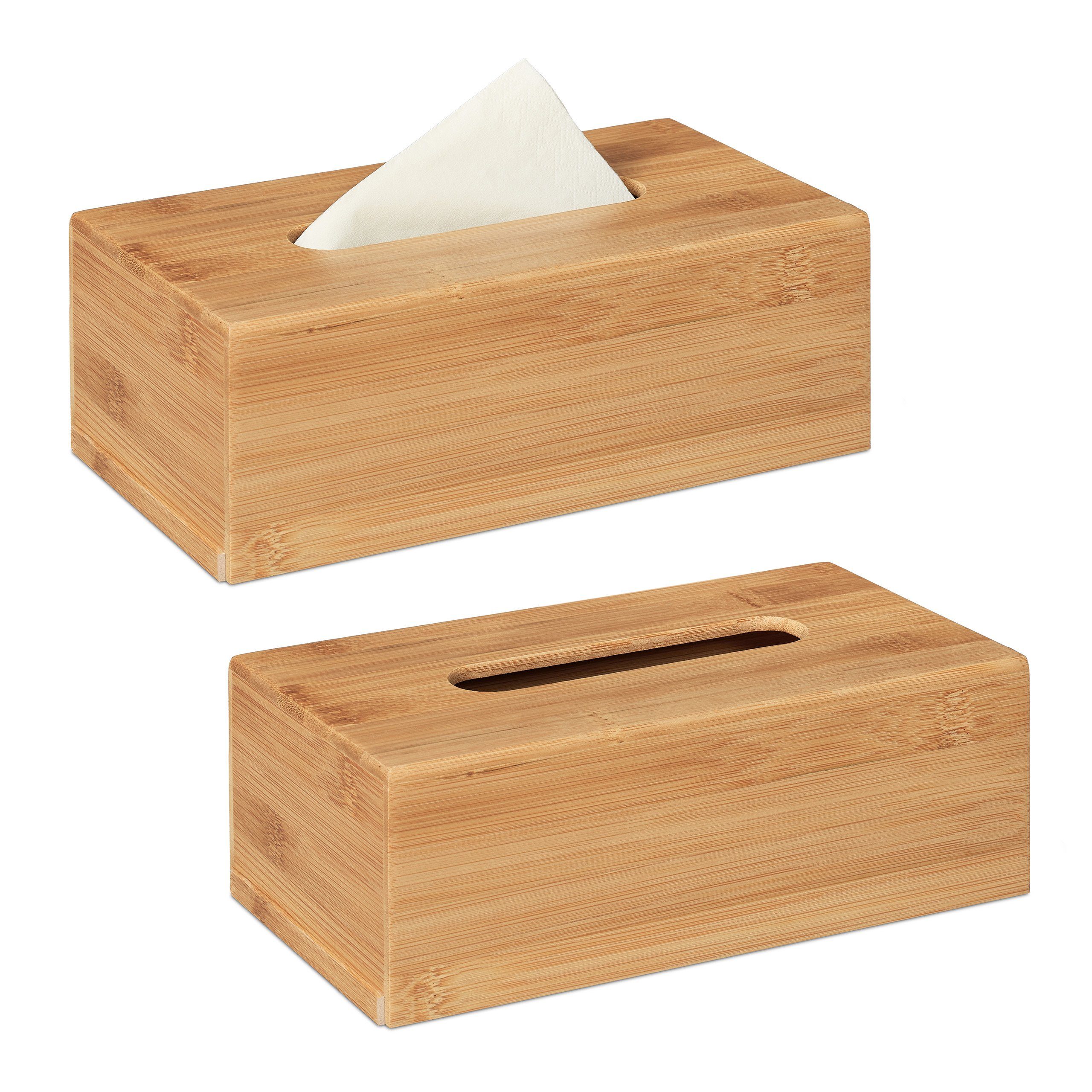 Papiertuchbox 2 x Kosmetiktücherbox aus Bambus