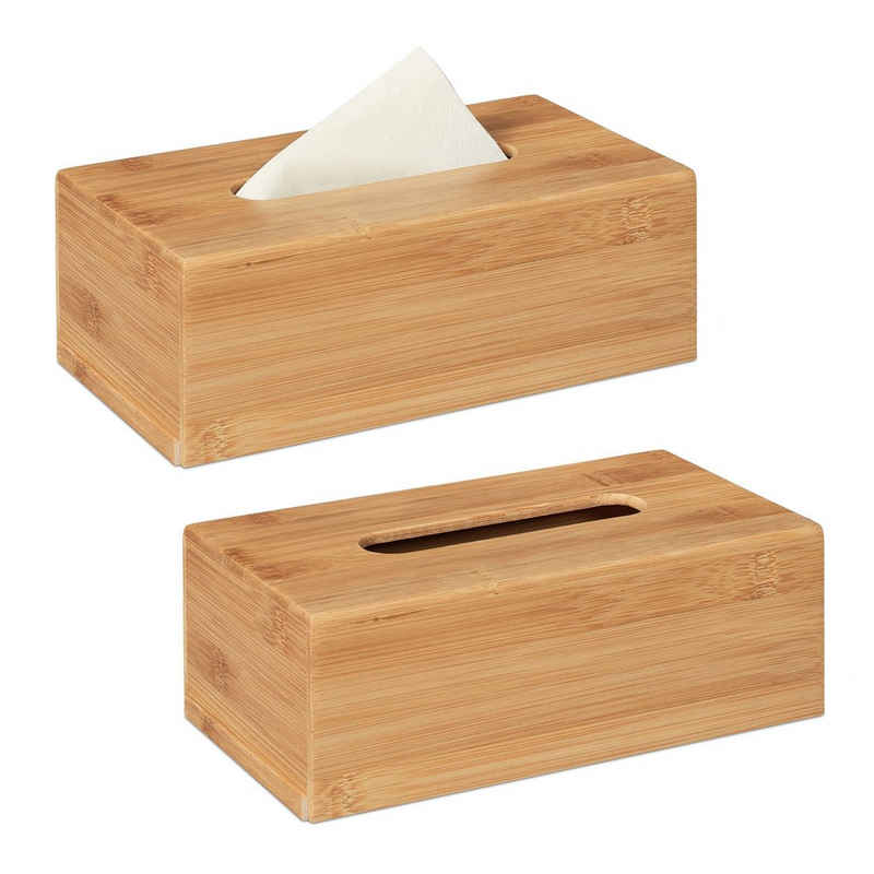 relaxdays Papiertuchbox 2 x Kosmetiktücherbox aus Bambus
