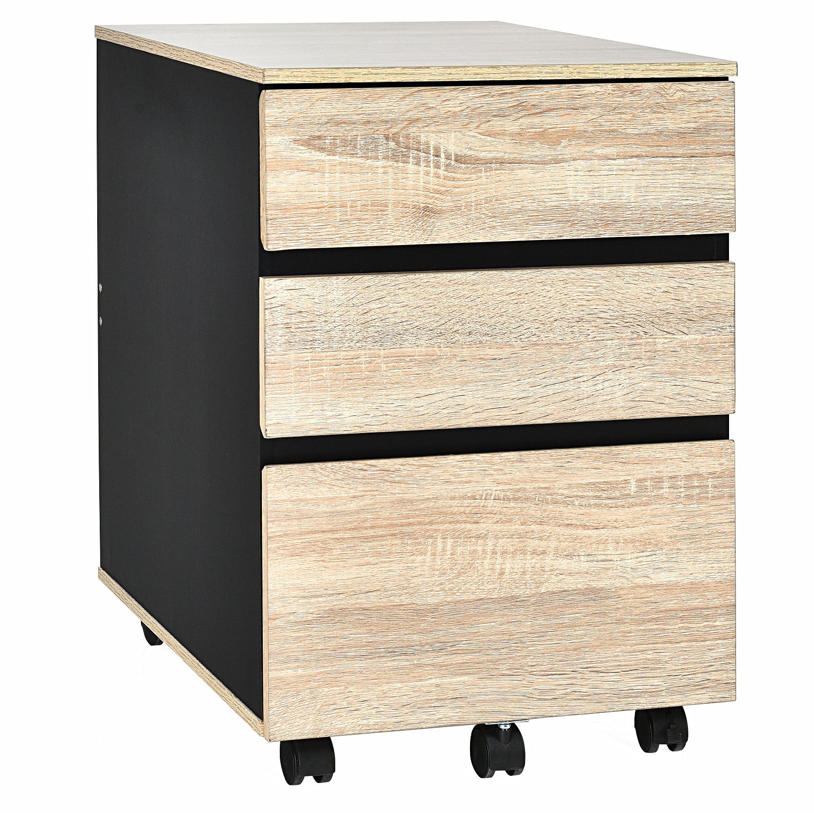 KOMFOTTEU Rollcontainer Aktenschrank, mit 3 Schubladen günstig online kaufen