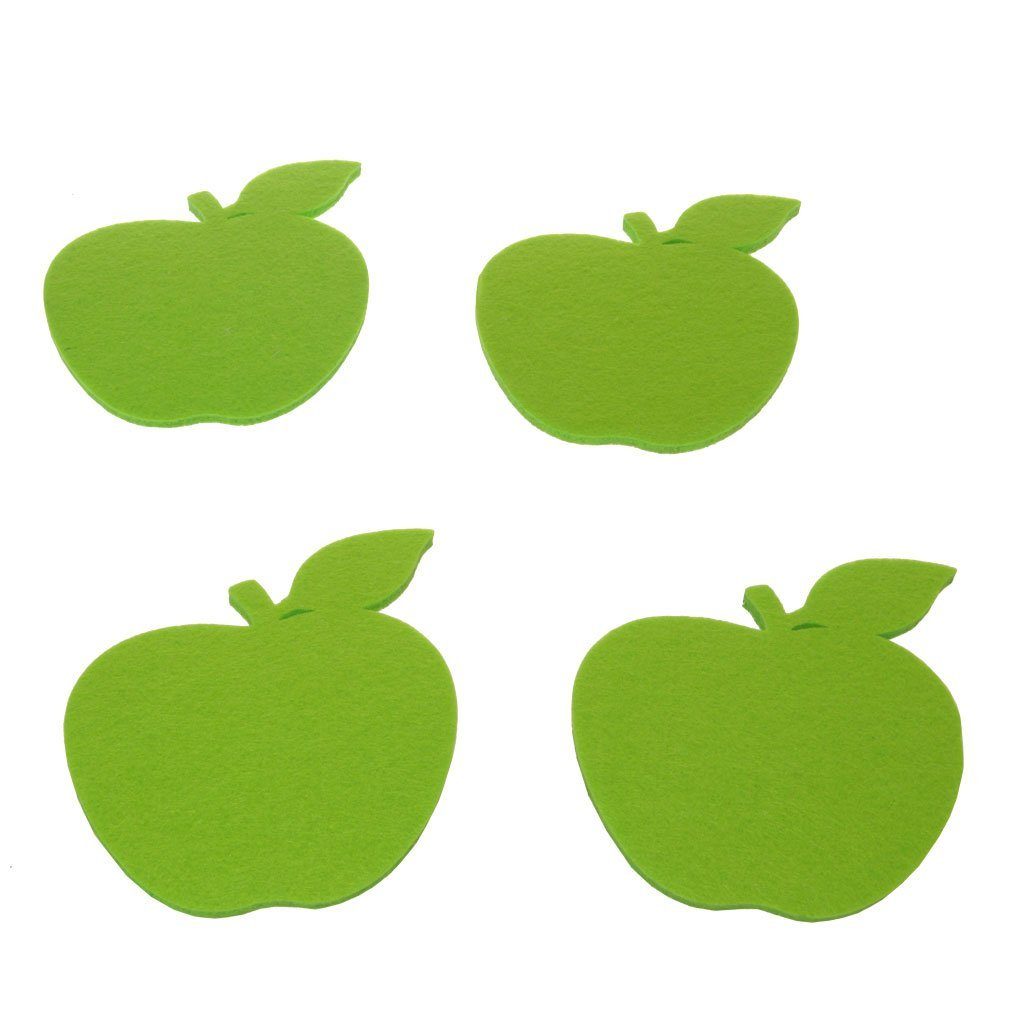 der 21056, - AS in 12 Aus - Glasuntersetzer Deko St. Apple" - Filz Grün Glas-Untersetzer Packung, "Green Holzbox