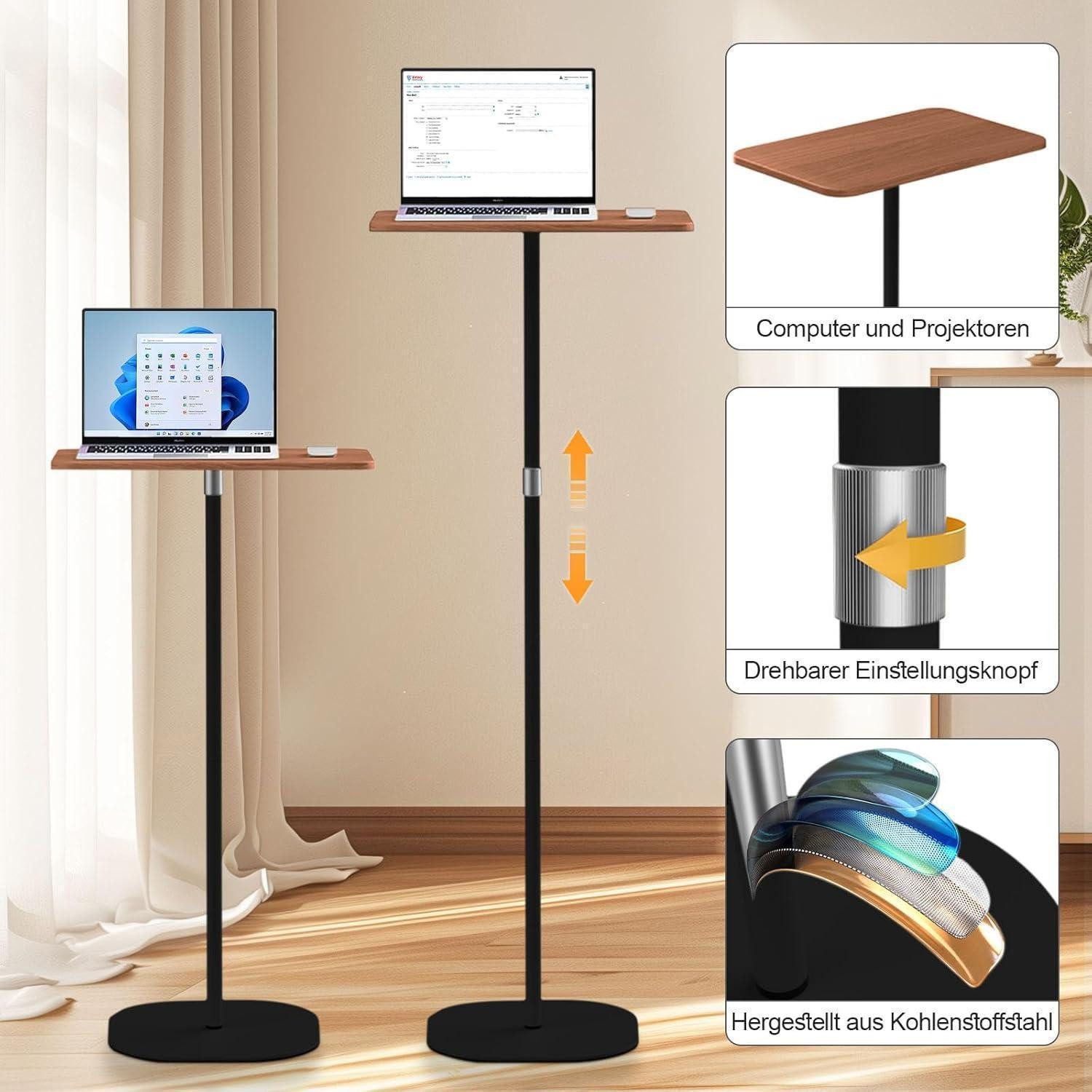 LuxusKollektion Stehpult Stehpult Höhenverstellbar 46-120cm Schwarz, Adjustable Laptoptisch