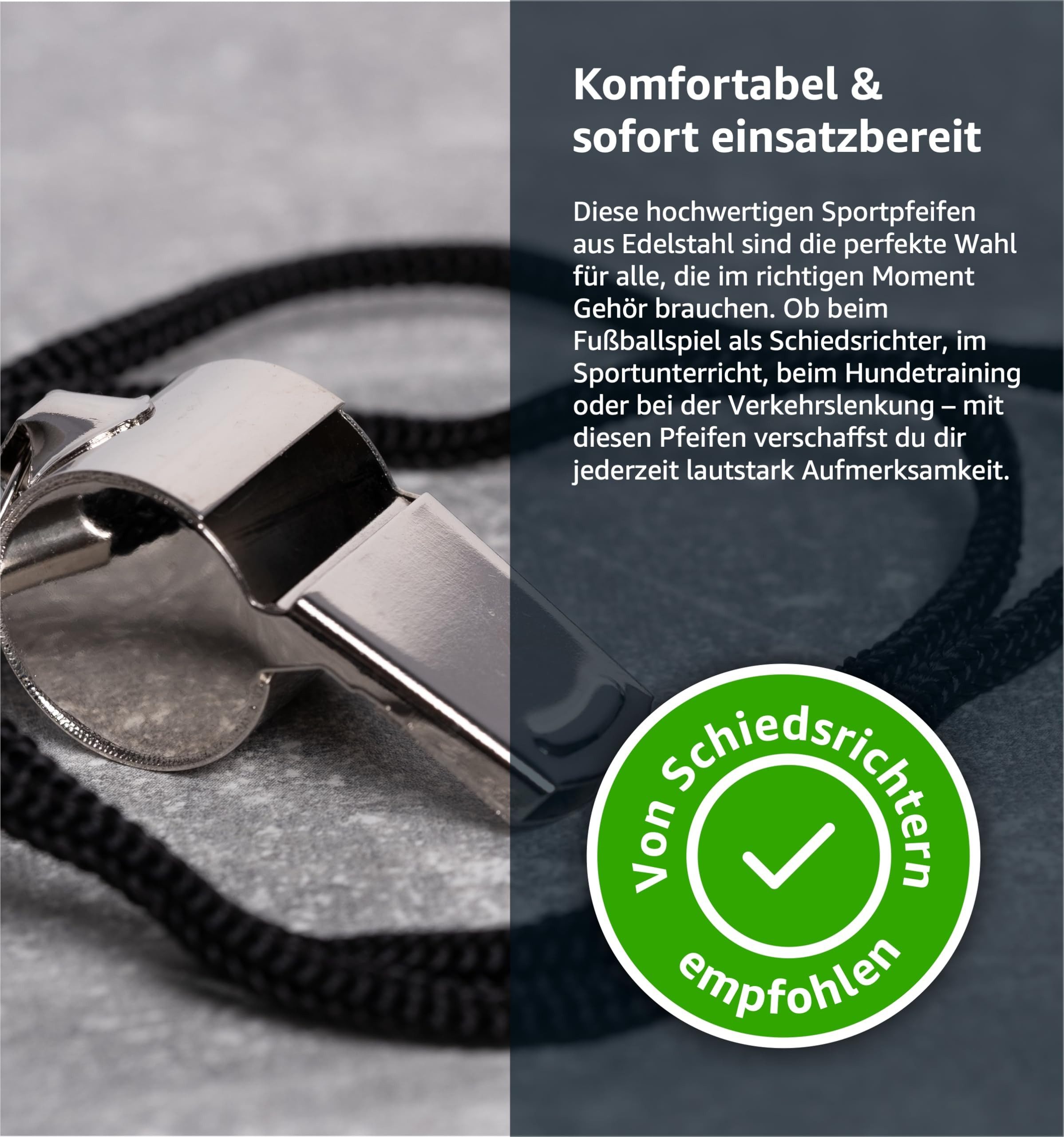 Sportyfits® Trillerpfeife 2er Set Trillerpfeife aus Edelstahl mit Band - Schiedsrichterpfeife, (Set, 2-St., 2x Trillepfeife), Mit Umhängeband